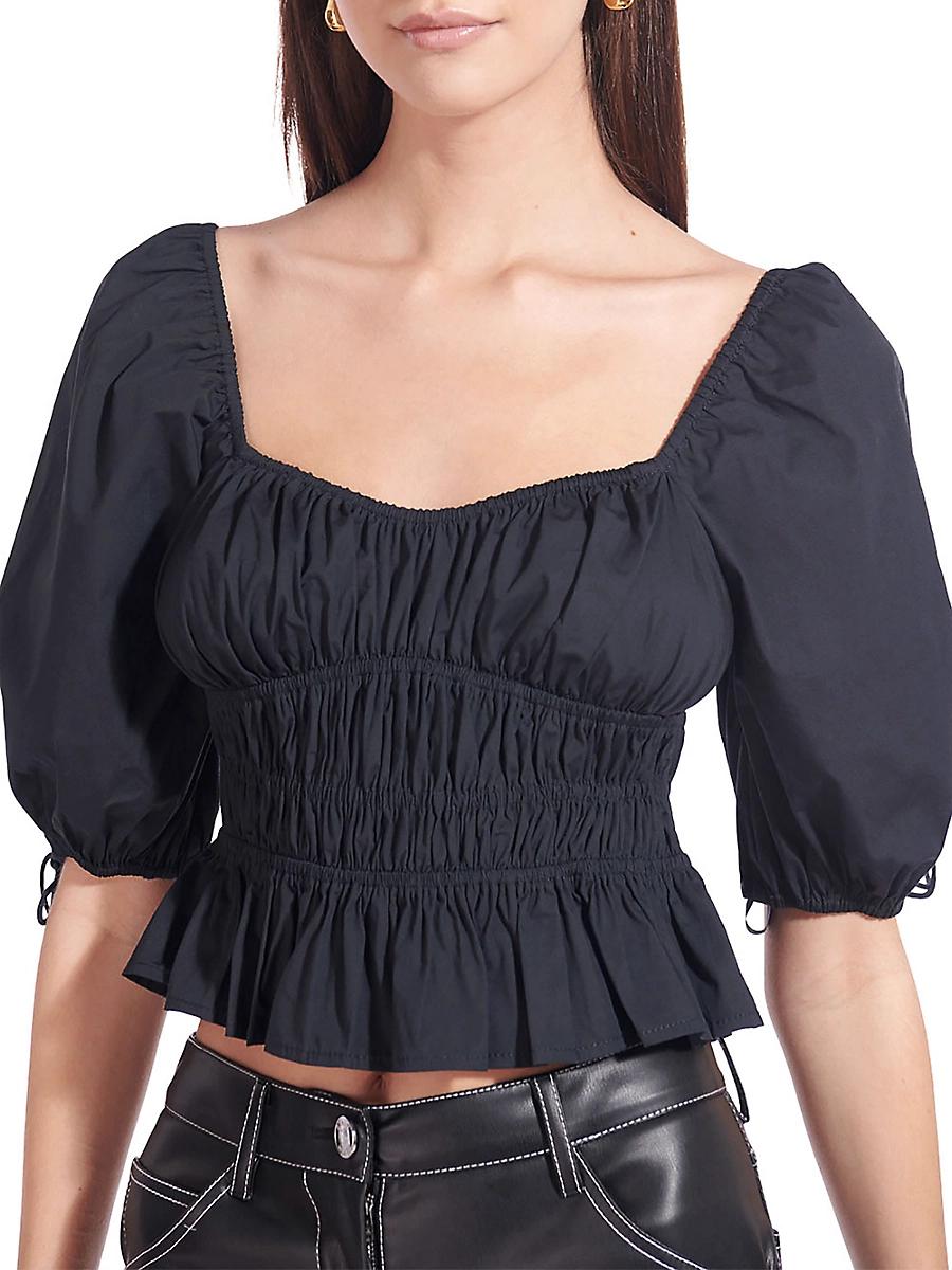 Womens Faye Gathered Puff-Sleeve Top Product Image