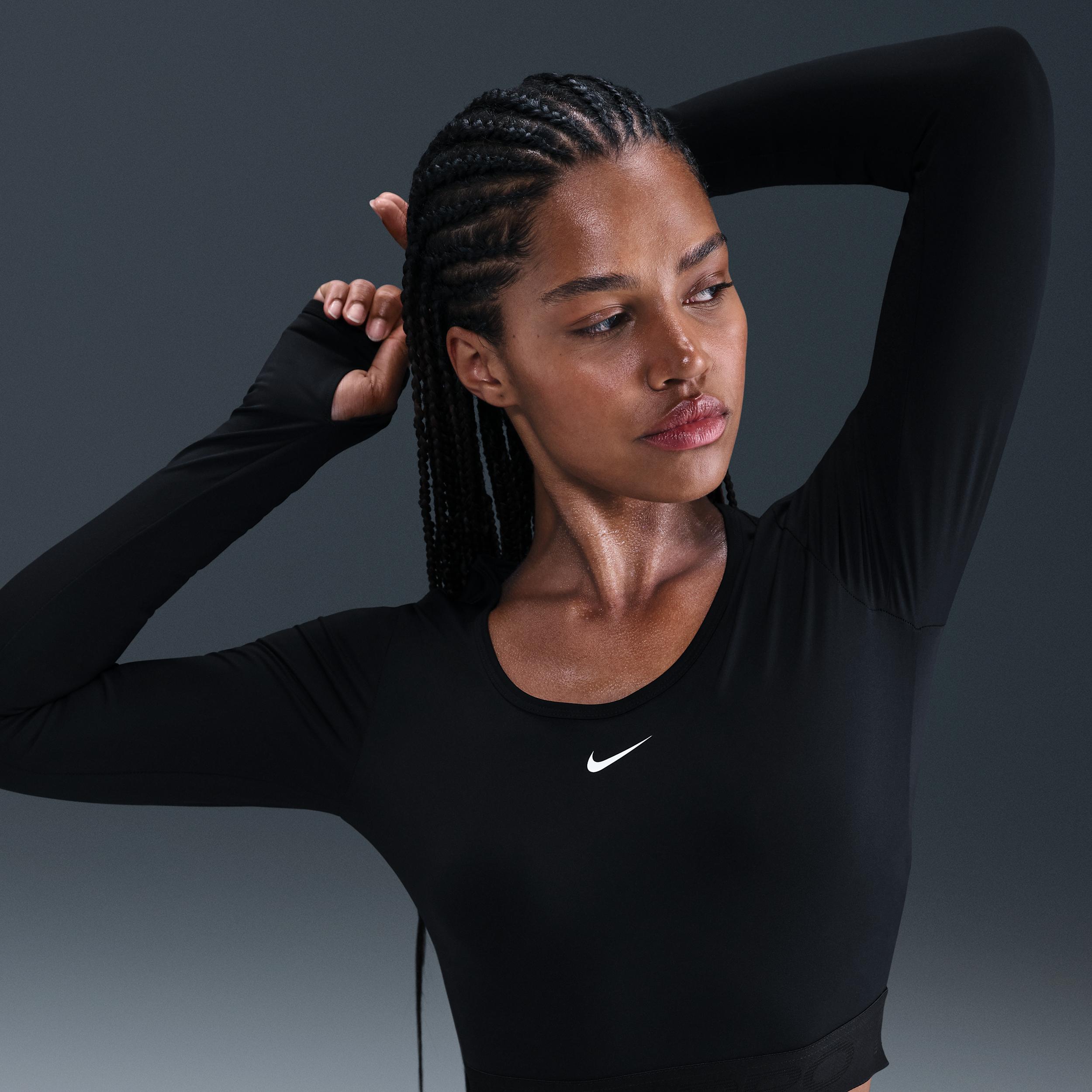 Womens Nike Pro Dri-FIT Cropped Long-Sleeve Top | HV9992-010 Product Image