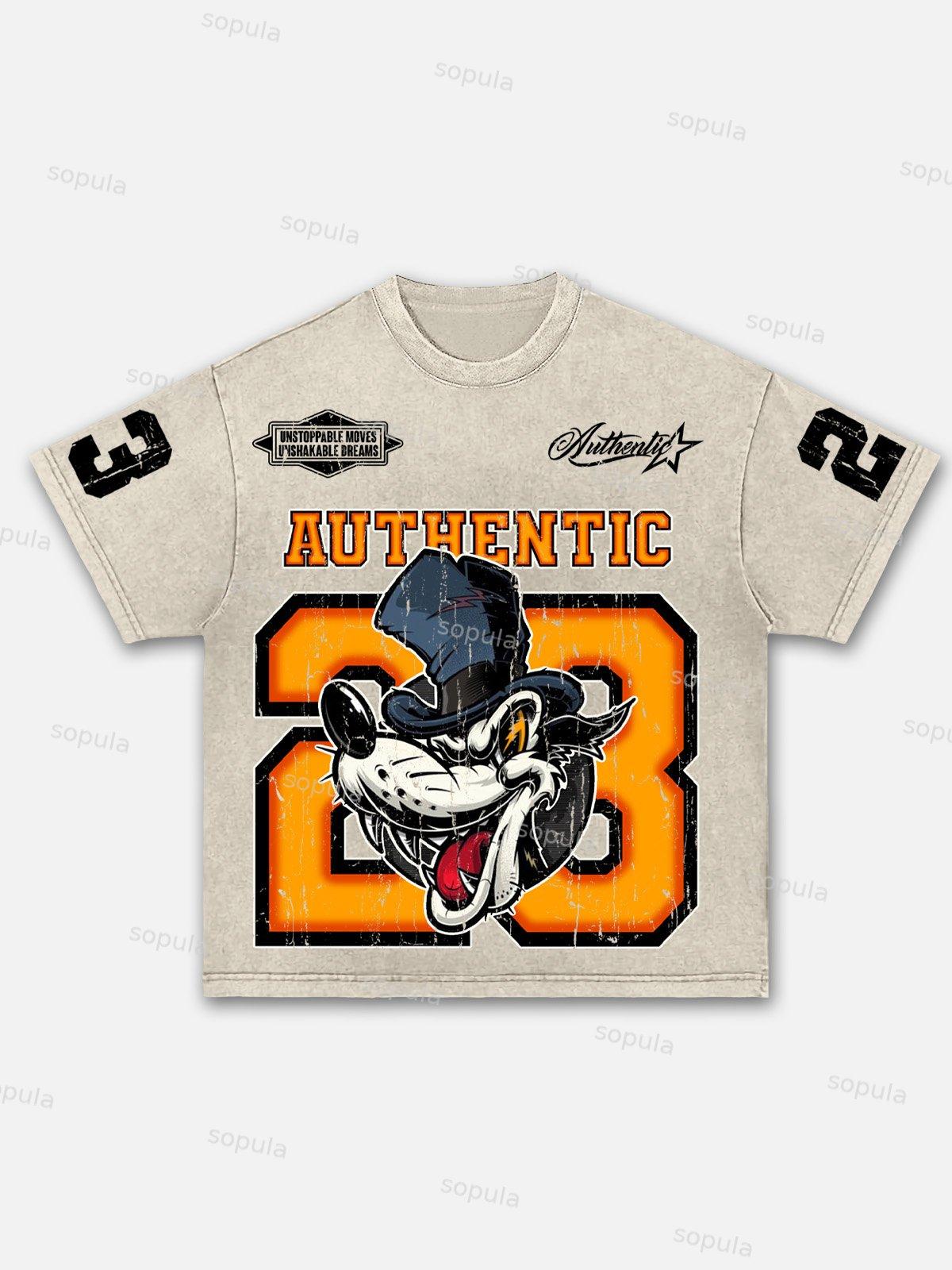 Y2k Streetwear No.23 Hip Hop Gothic Graphic Acid Wash T-shirt Product Image