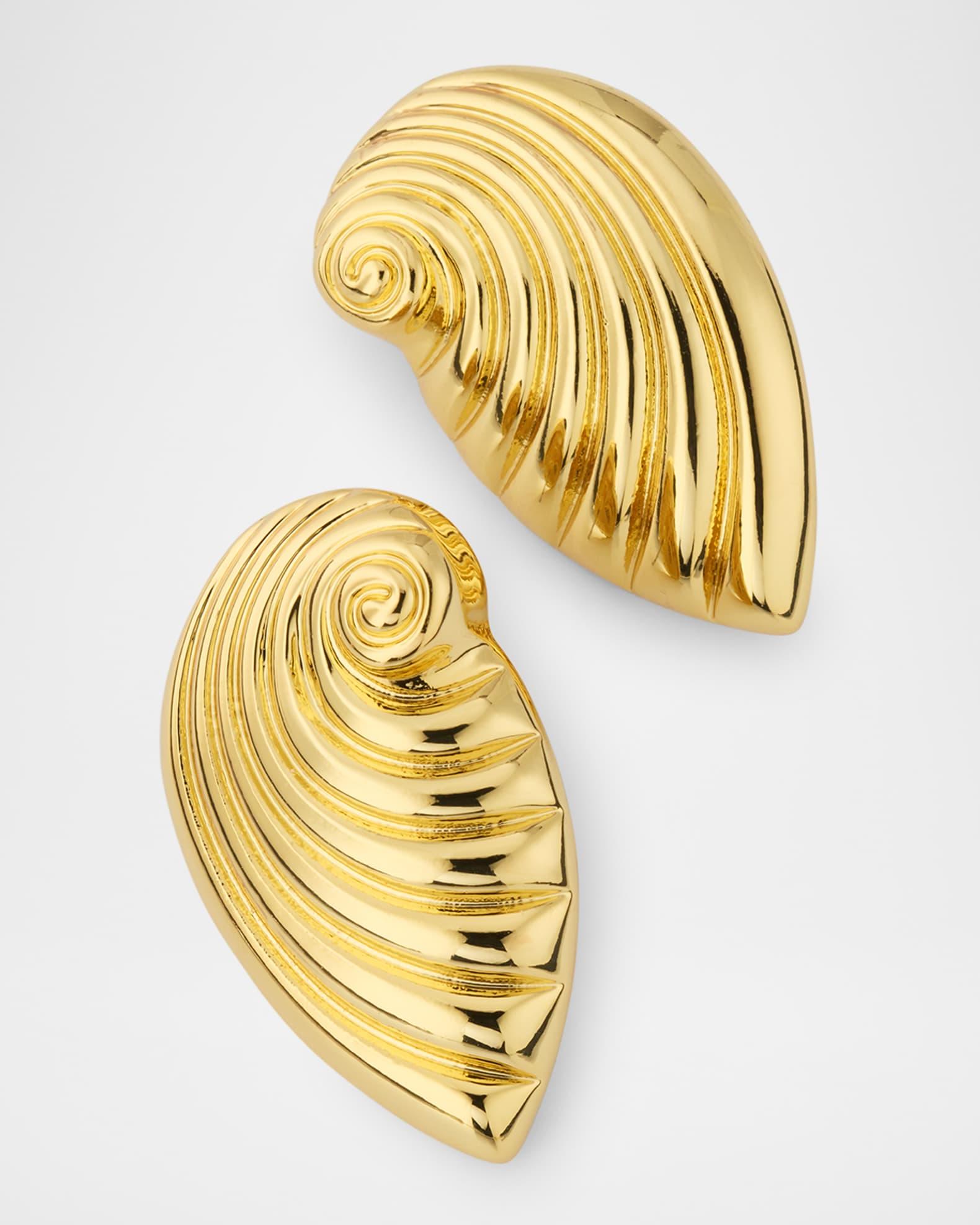 Ribbed Seashell Post Earrings Product Image