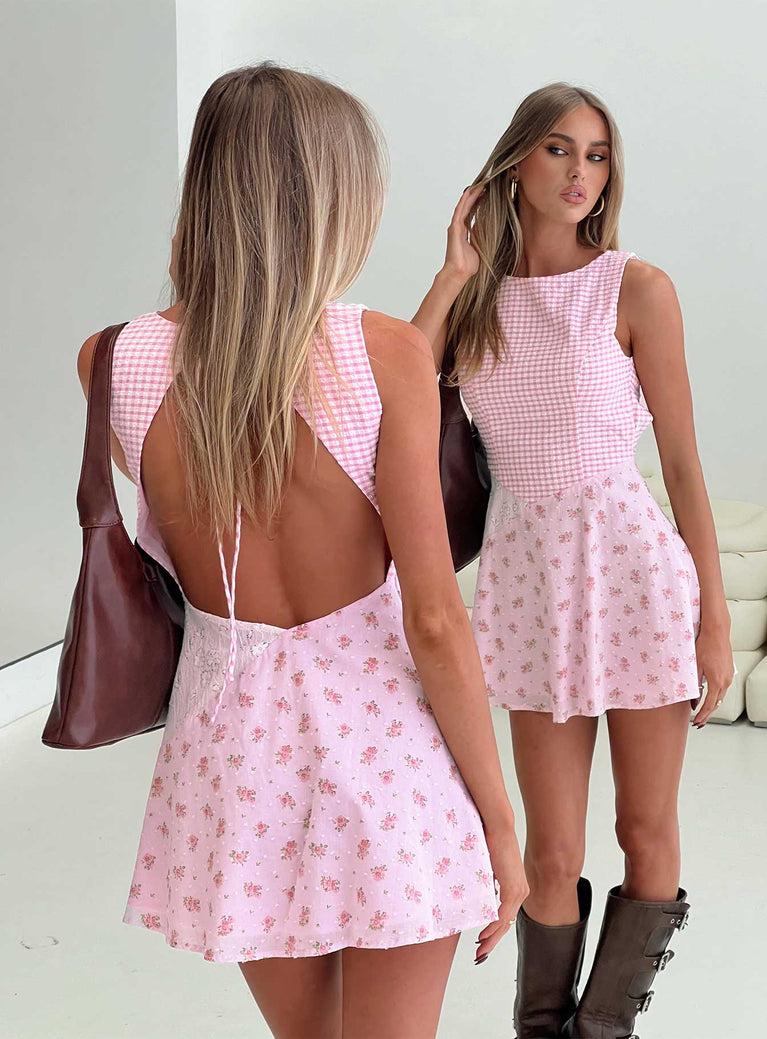 Kandie Patchwork Mini Dress Pink Multi Petite Product Image