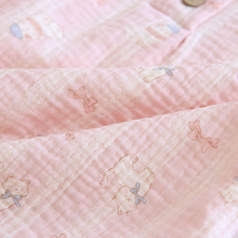 Pajama Set: Short-Sleeve Half Buttoned Print Top + Shorts Product Image