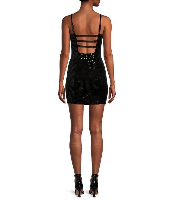 Honey and Rosie Velvet Sequin Square Neck Bodycon Dress Product Image