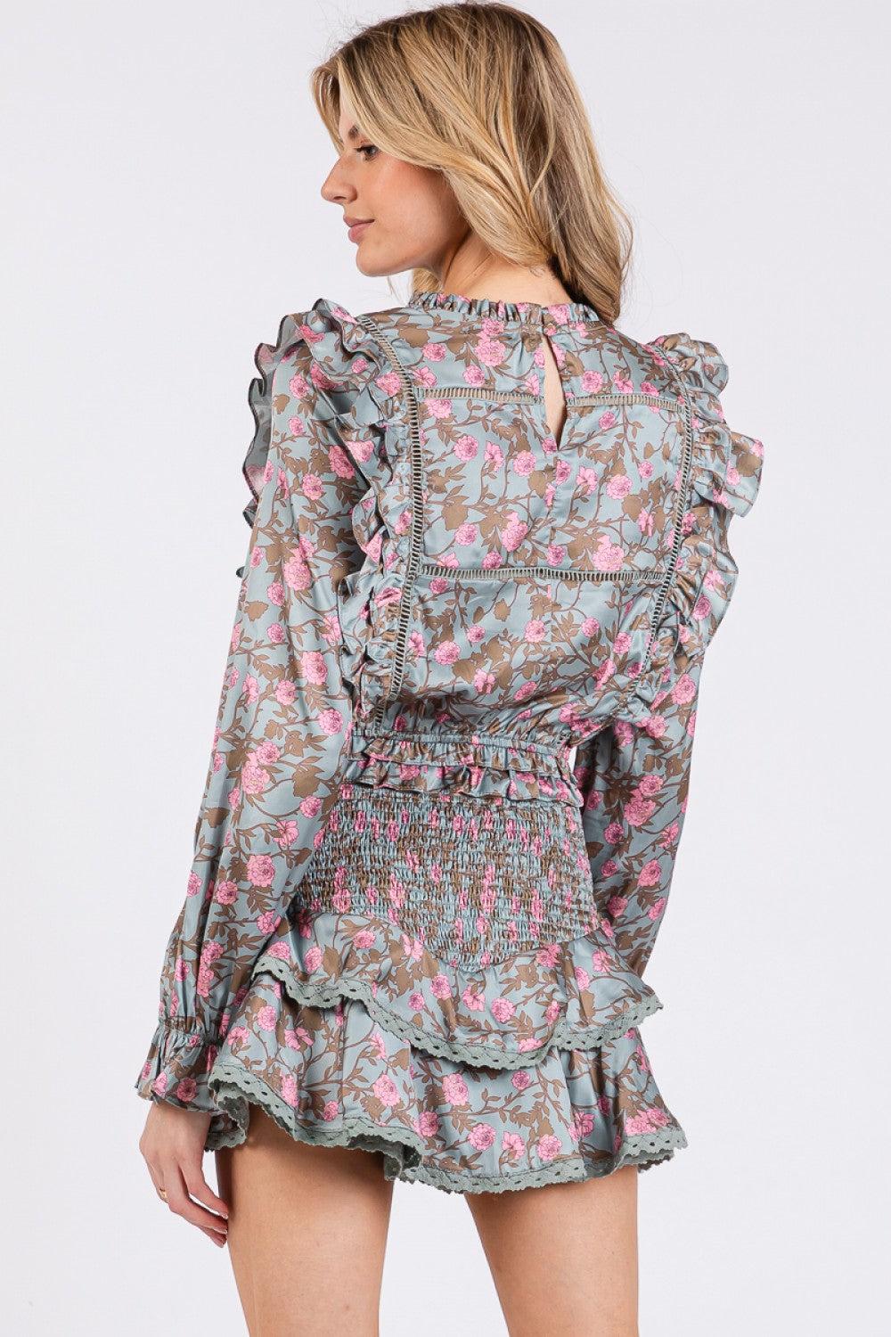 Vintage Shop Long Sleeve Pleated Ruffle Top & Skort Set Product Image