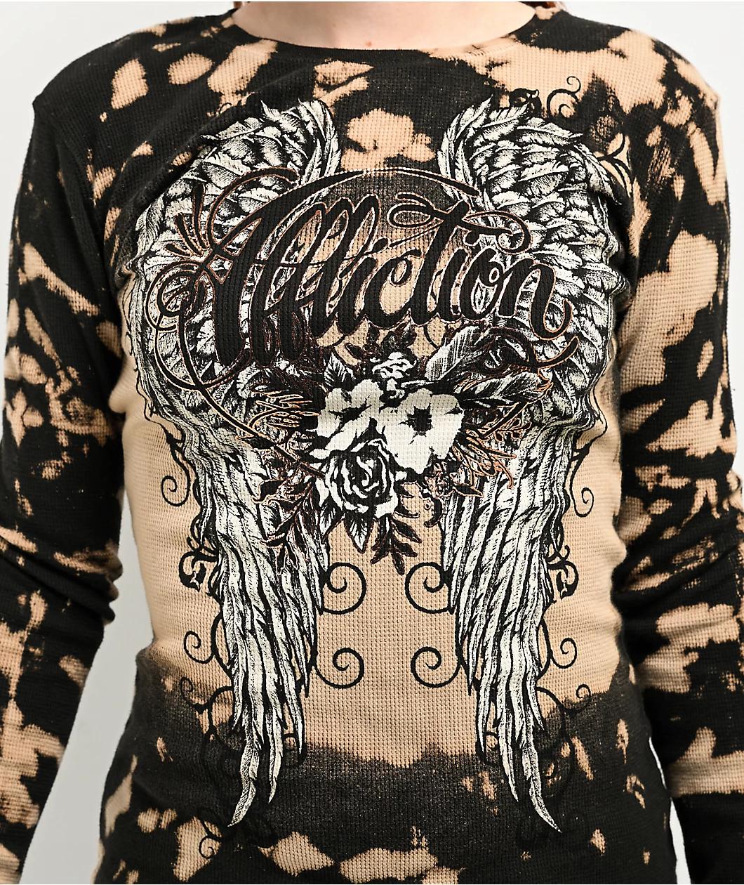 Affliction Wing Blossom Black Thermal Long Sleeve T-Shirt Product Image