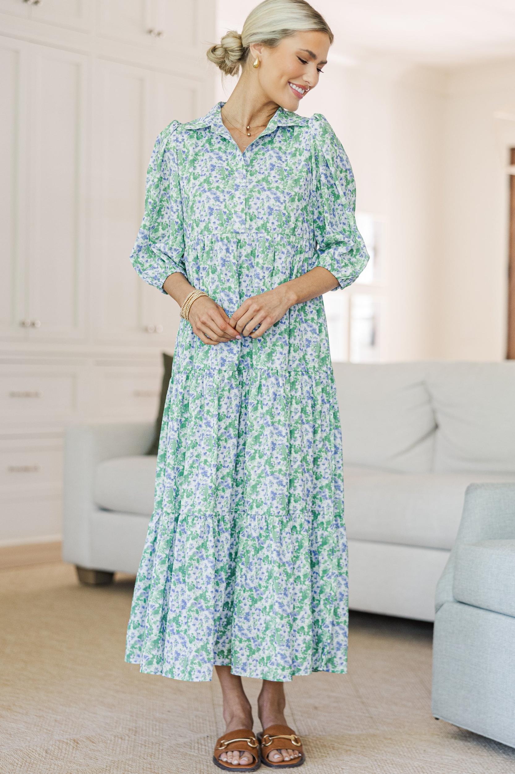 NURSING COLLECTION: Love Found Lavender Ditsy Floral Tiered Midi Dress Female Product Image