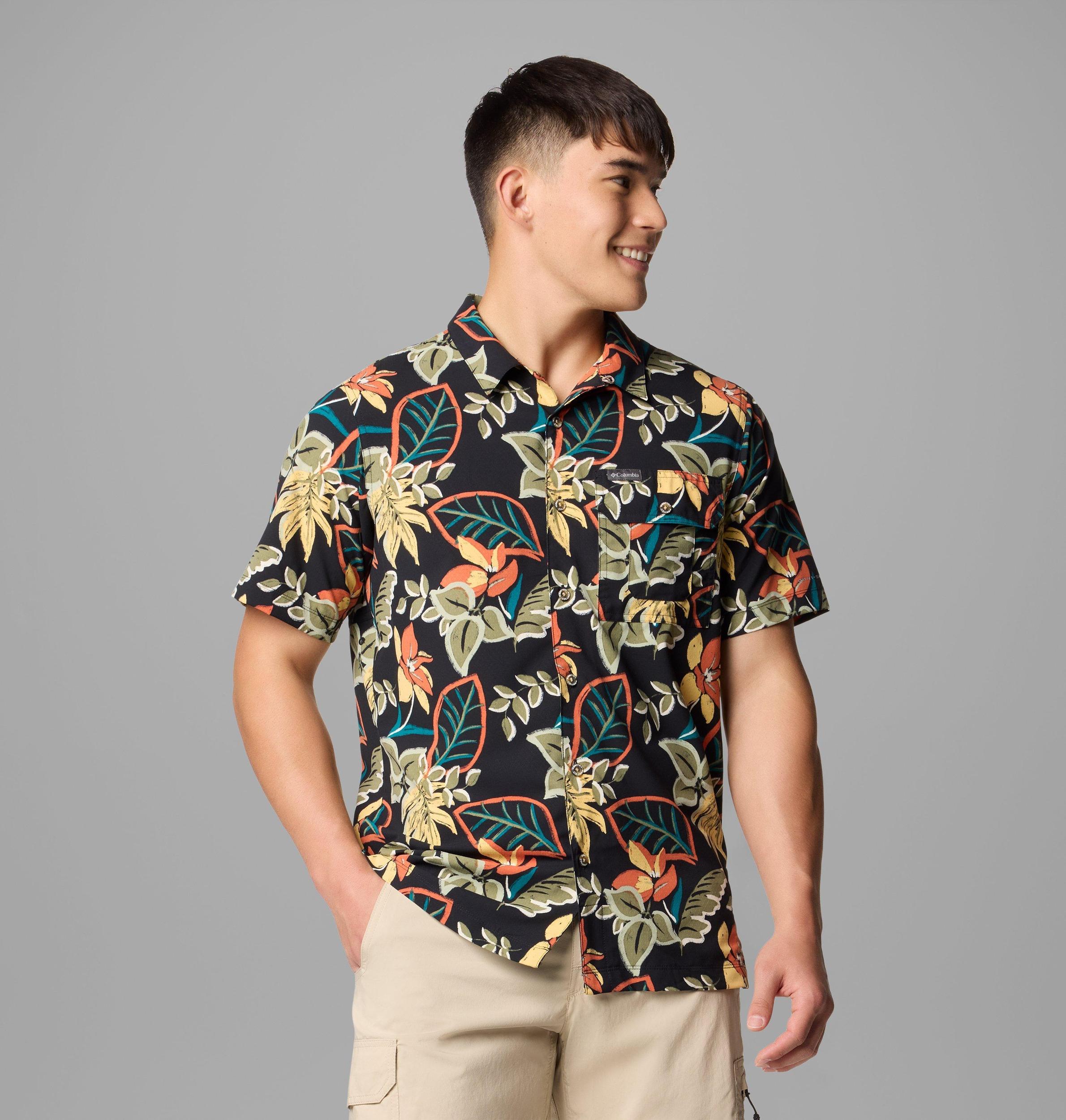Columbia Mens Tech Trail Utility Printed Woven Short Sleeve Shirt- Product Image