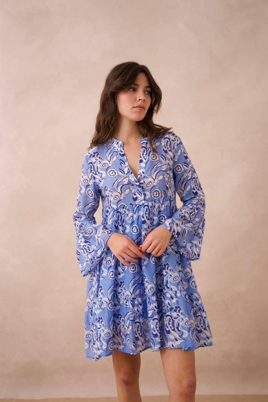 Saint-Tropez Silk Dress- Indigo Blue Product Image