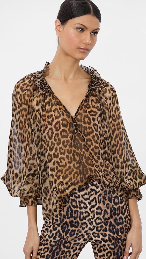 alice + olivia Norah Tie Sleeve Peasant Blouse | Shopbop Product Image