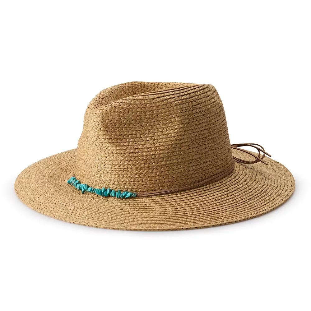 Women's Sonoma Goods For Life® Turquoise Stone Trimmed Panama Hat, Natural Product Image