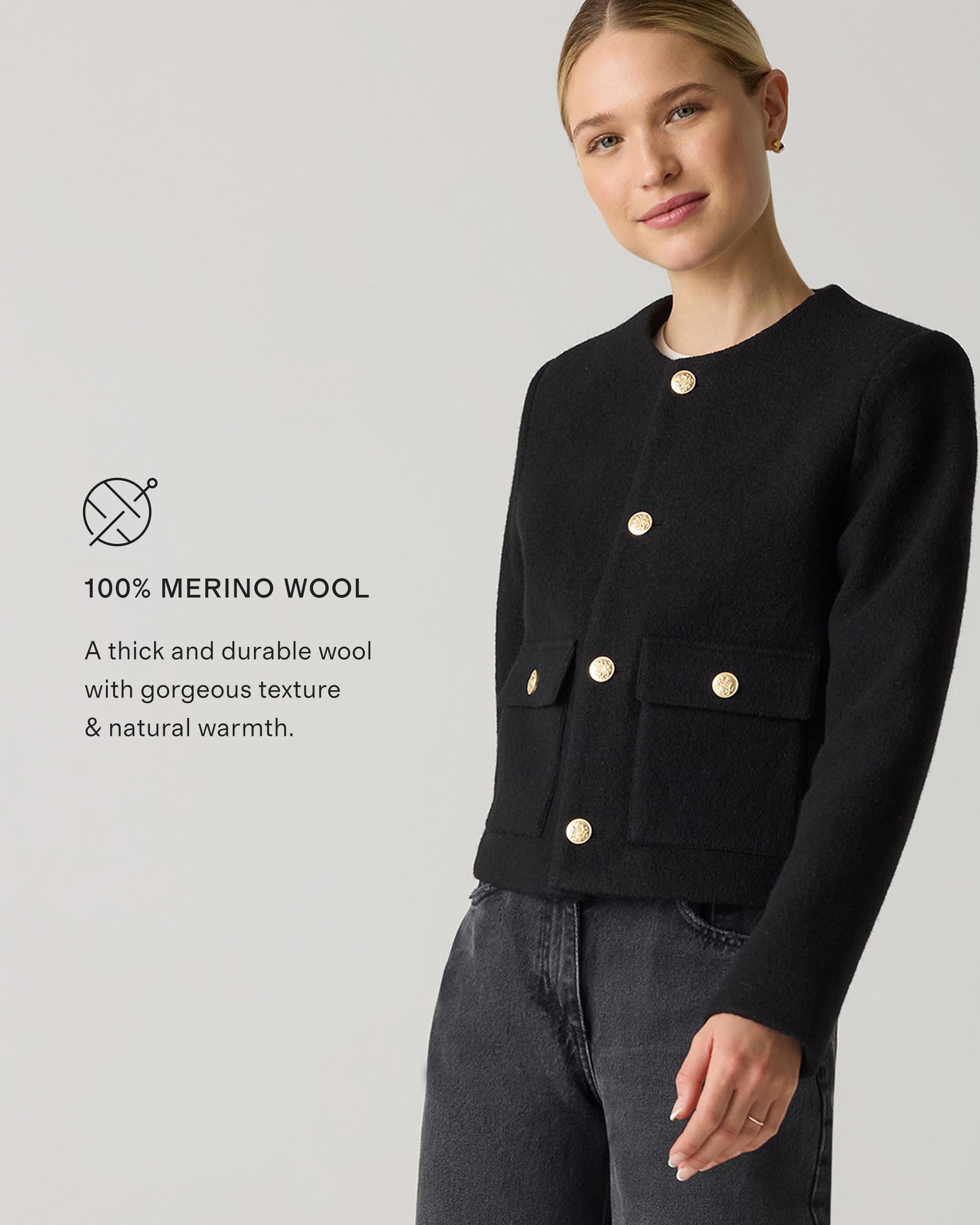 Quince | Women's 100% Merino Wool Collarless Cropped Jacket Product Image