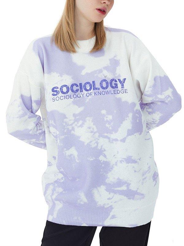 Tie Dye Letter Pattern Couple Sweater Product Image