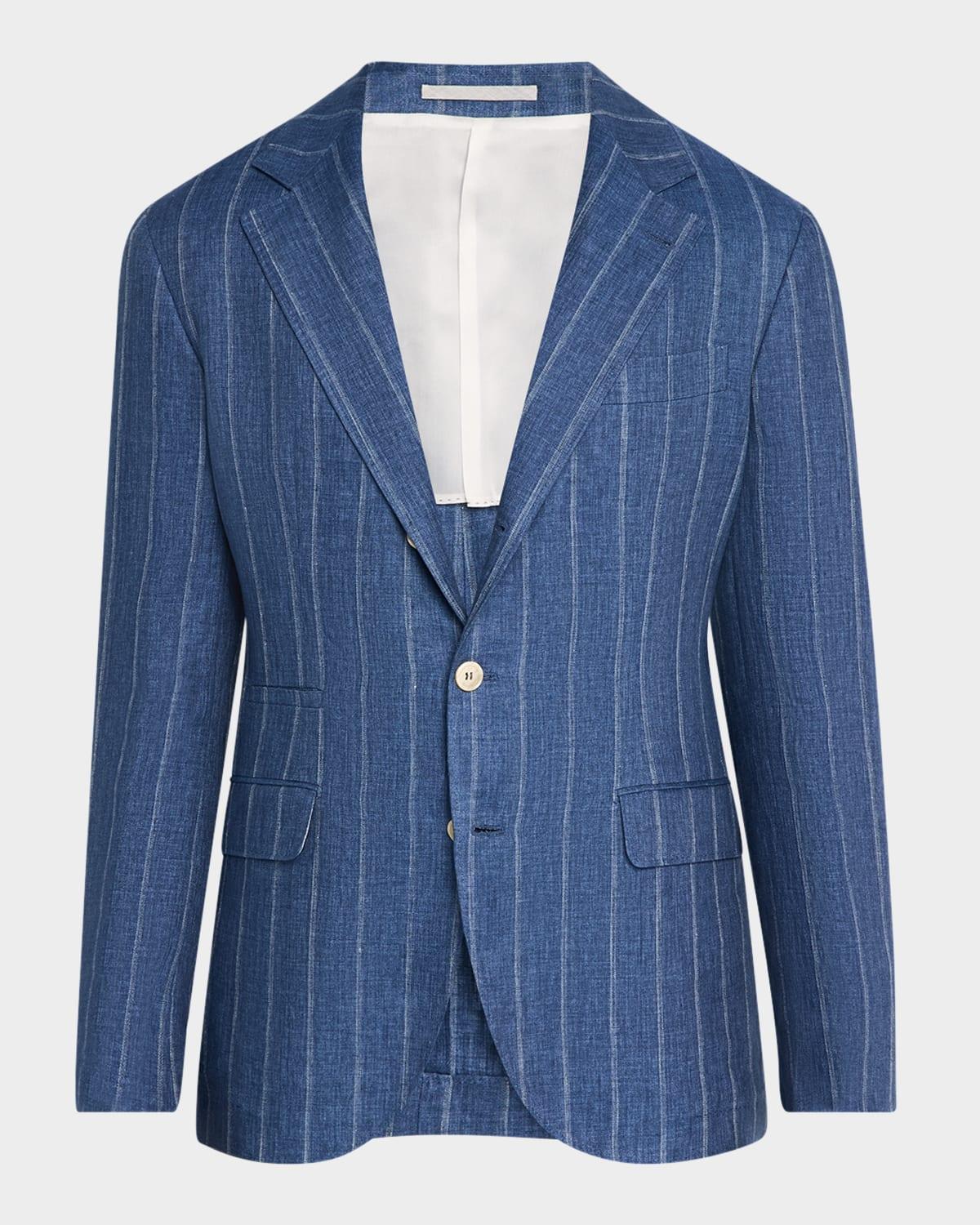 Men's Linen Pinstripe Single-Breasted Sport Coat Product Image
