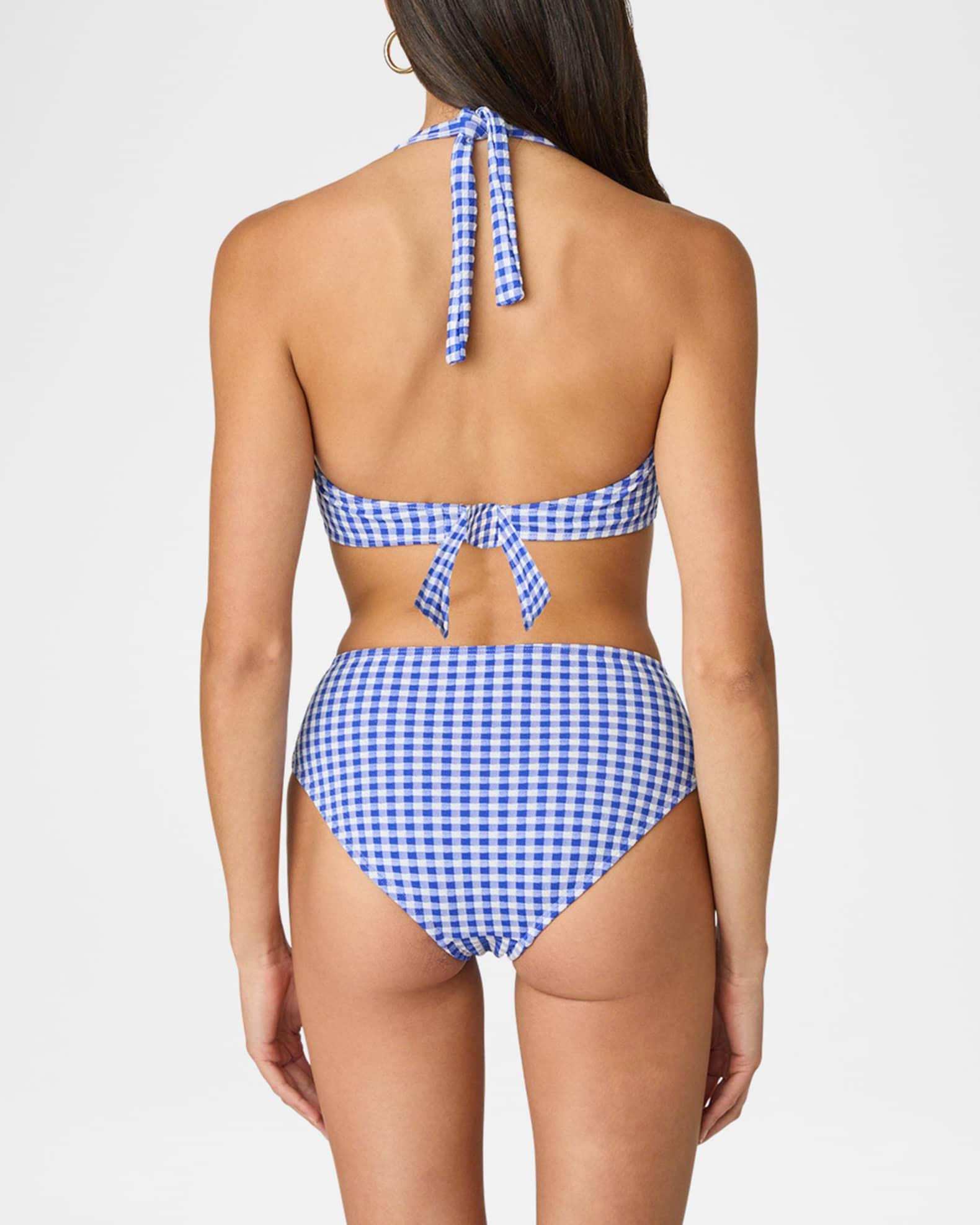 Gingham Draped Halter Bikini Top Product Image