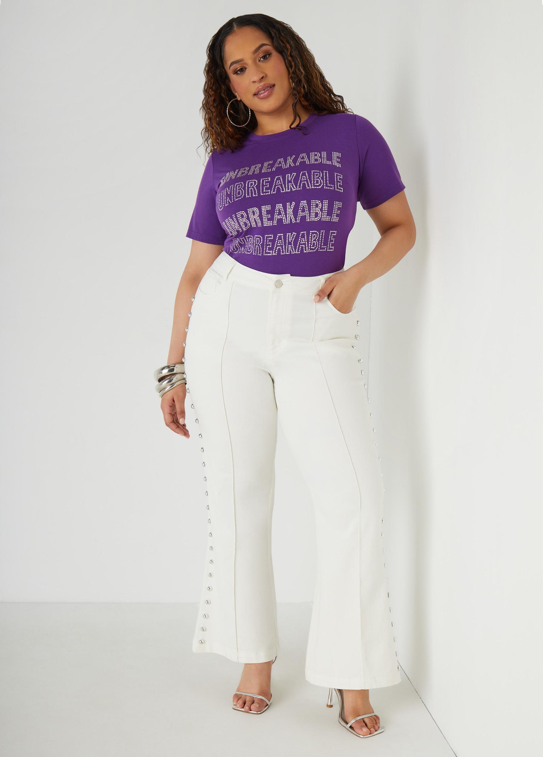 High Rise Studded Flared Jeans Product Image