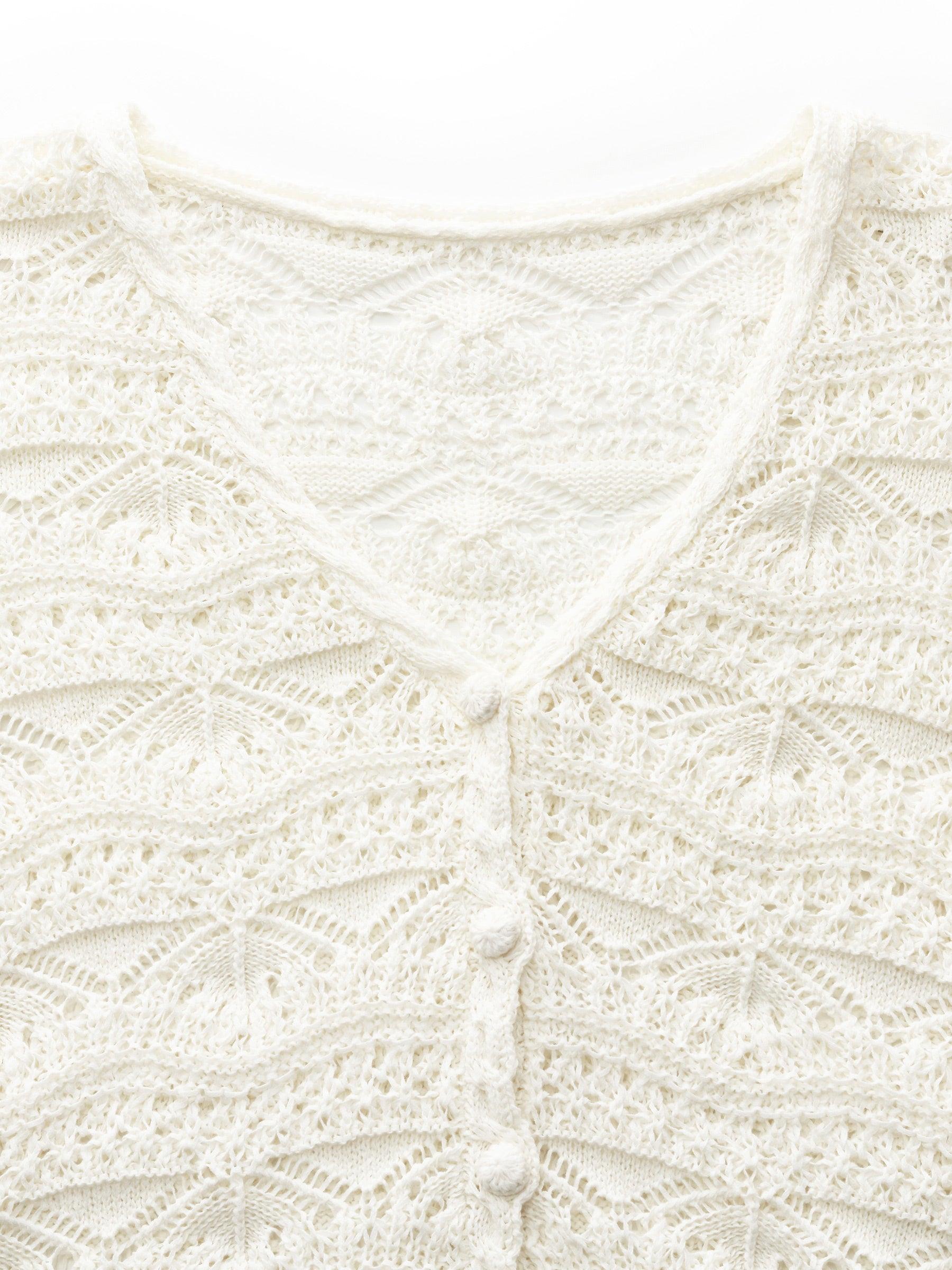 Linen Cotton Blend Women Openwork Cardigan Product Image