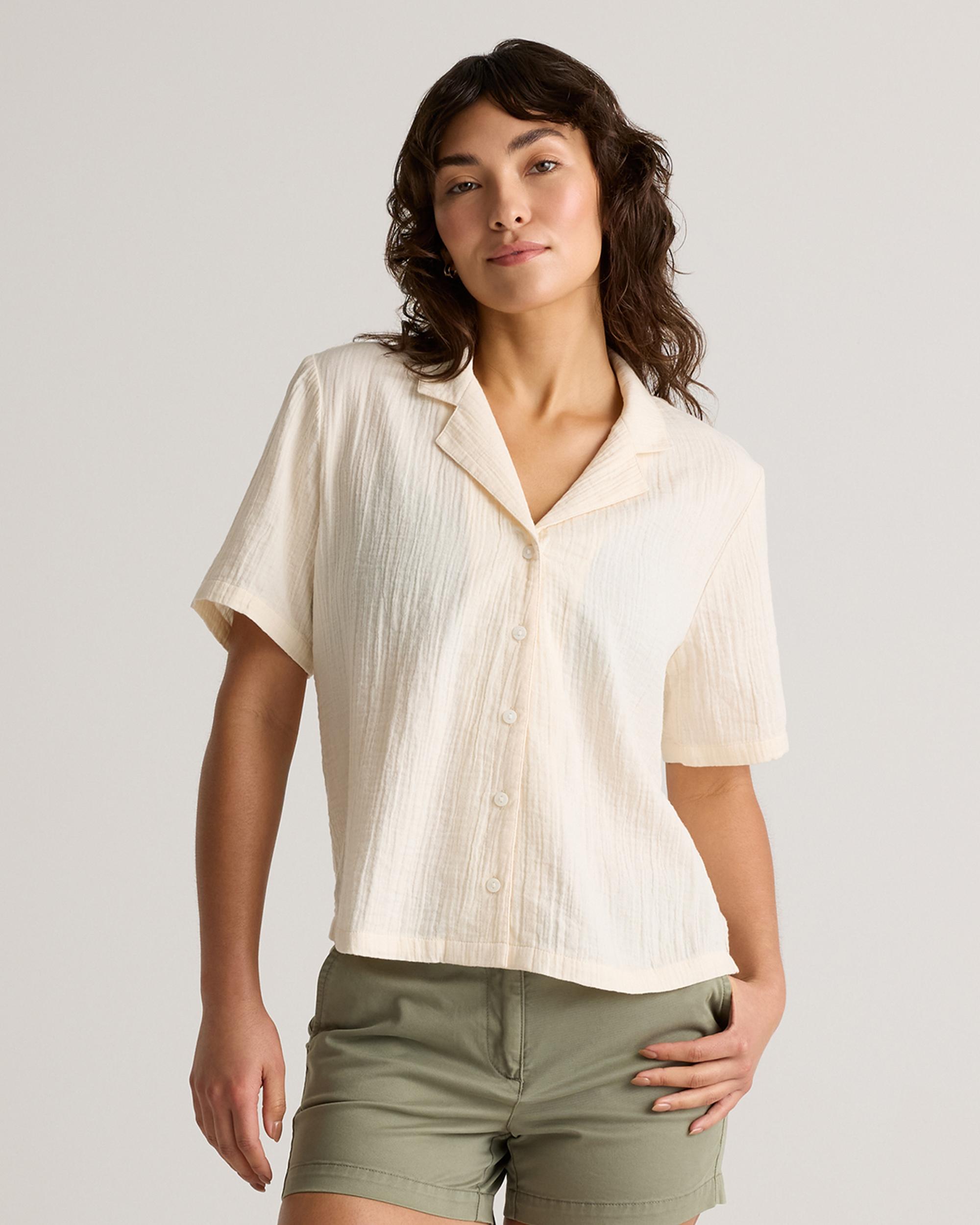Quince | Women's Gauze Short Sleeve Shirt Organic Cotton Product Image