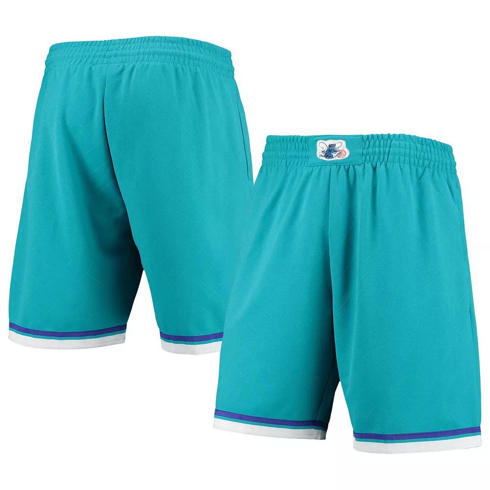 Men's Mitchell & Ness Teal Charlotte Hornets 1992 Hardwood Classics 75th Anniversary Swingman Shorts,  Product Image