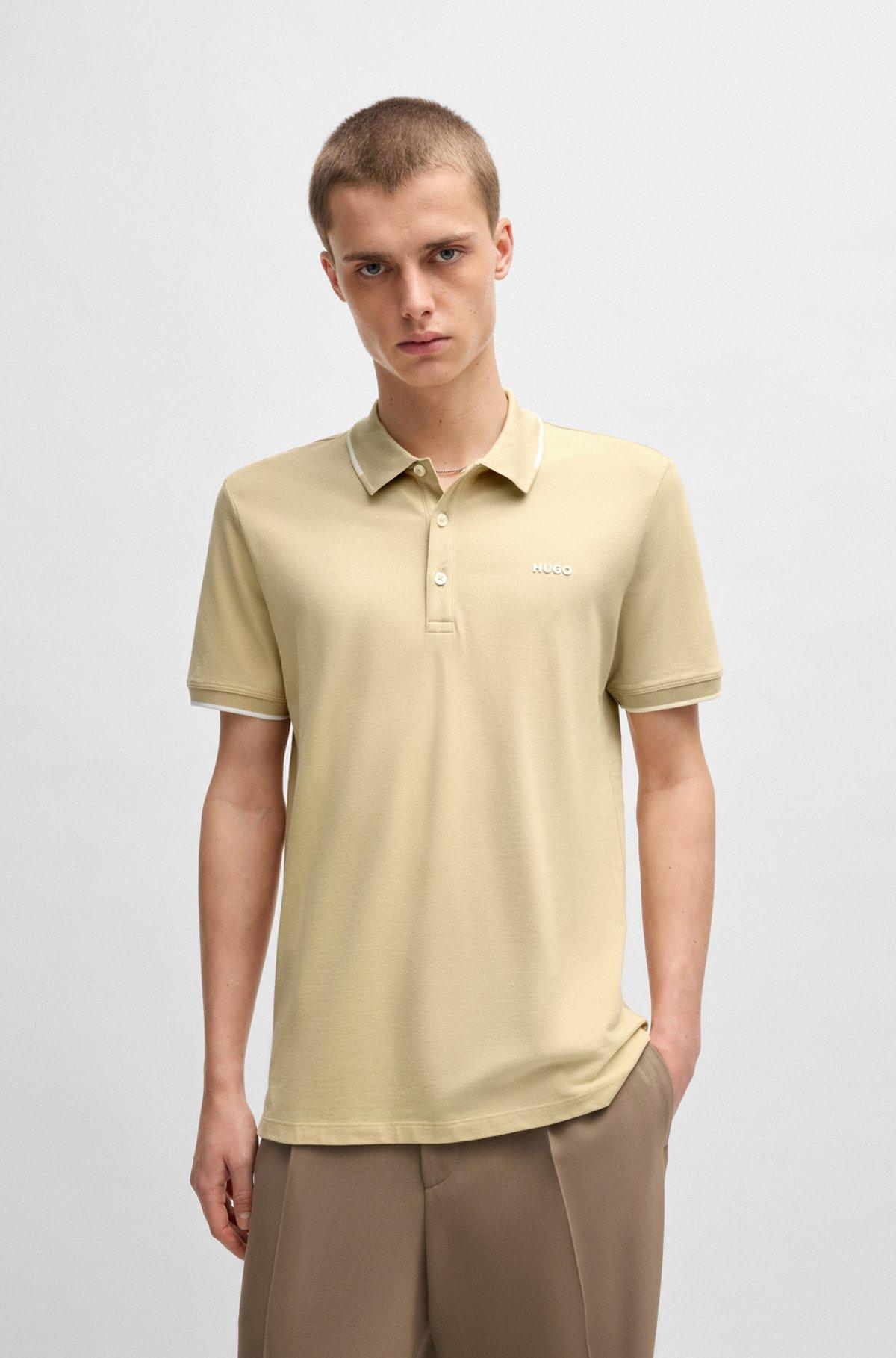 Stretch-cotton slim-fit polo shirt with printed logo Product Image