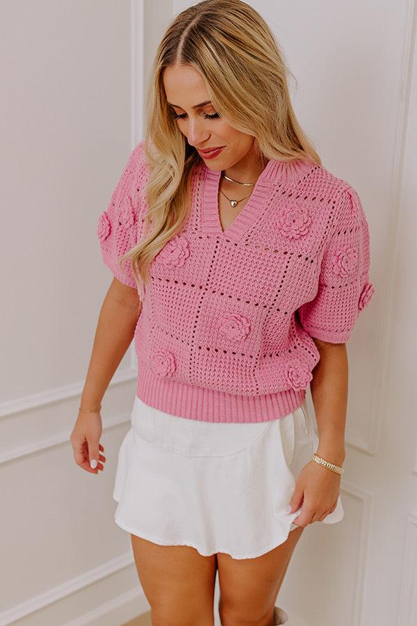 Smiles and Sunshine Knit Top in Pink Product Image