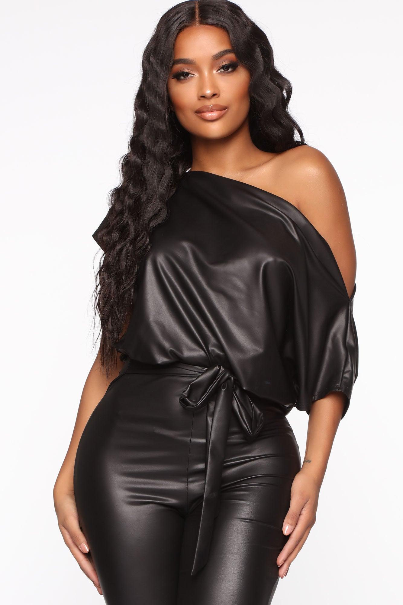 Want You Back PU Jumpsuit - Black Product Image