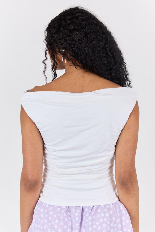 Off Topic Cream Ruched Off The Shoulder Knit Top FINAL SALE Product Image