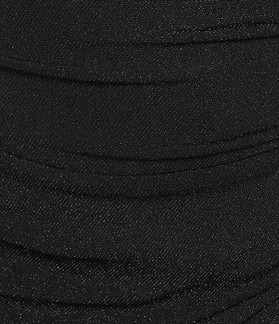 Alex Evenings Plus Size Cowl Neck 3/4 Beaded Illusion Sleeve Metallic Knit Sheath Dress Product Image