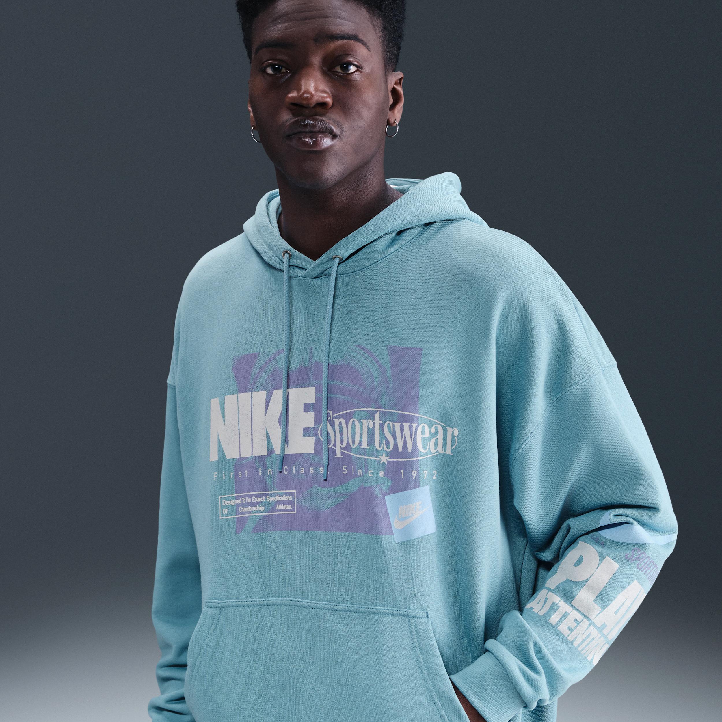 Nike Mens Club Oversized French Terry Pullover Hoodie | IB8257-464 Product Image