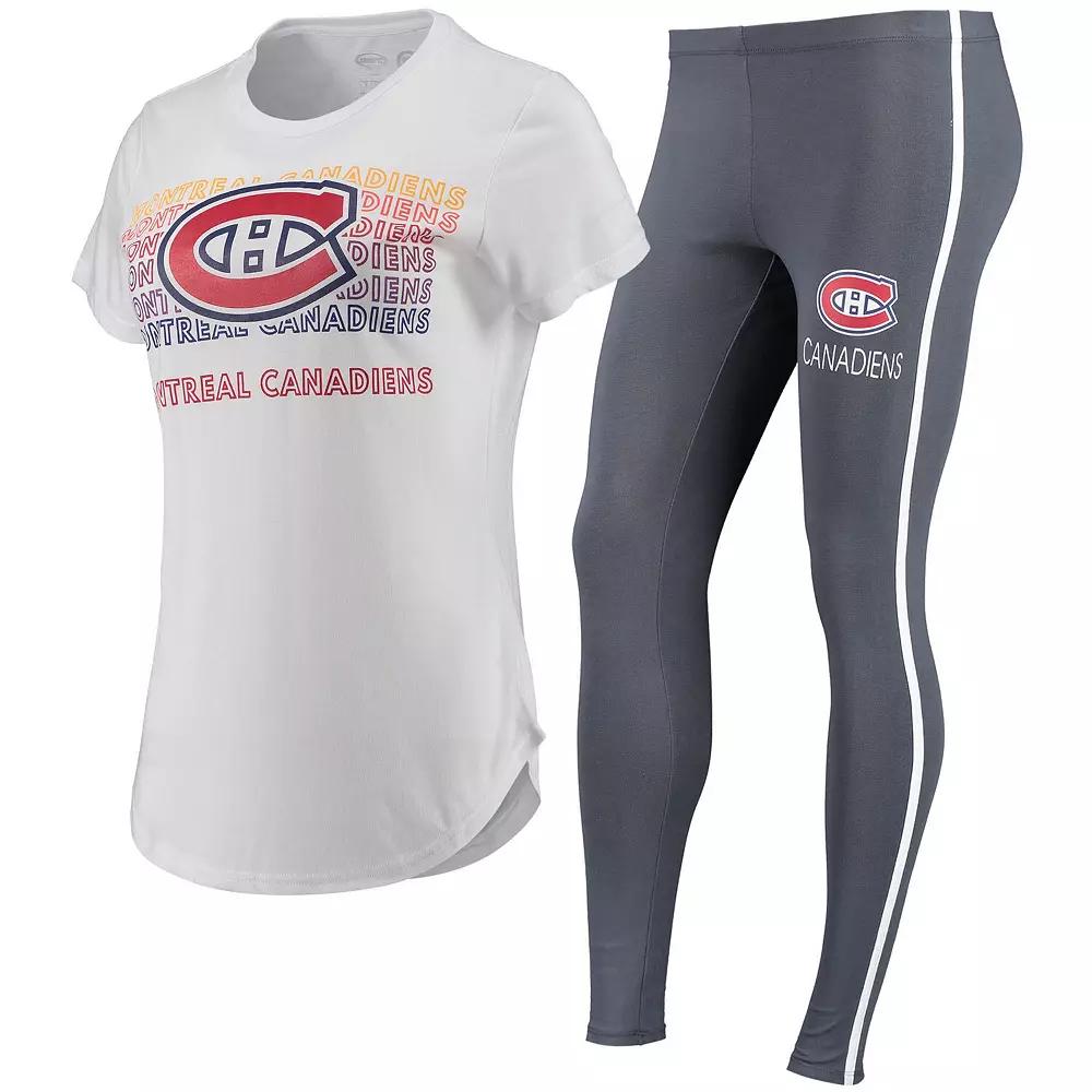 Women's Concepts Sport White/Charcoal Montreal Canadiens Sonata T-Shirt & Leggings Set,  Product Image