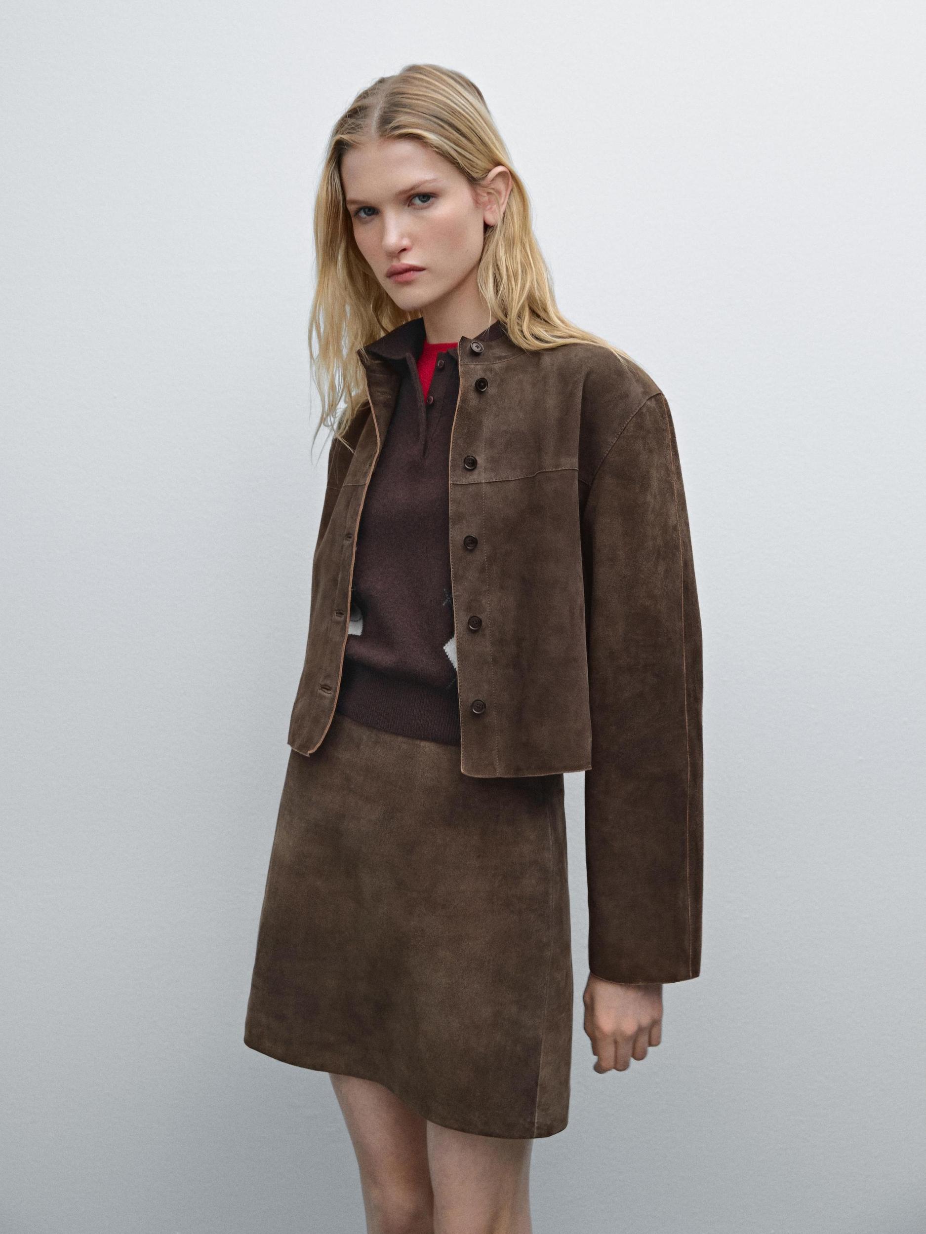 Short suede leather shirt Product Image