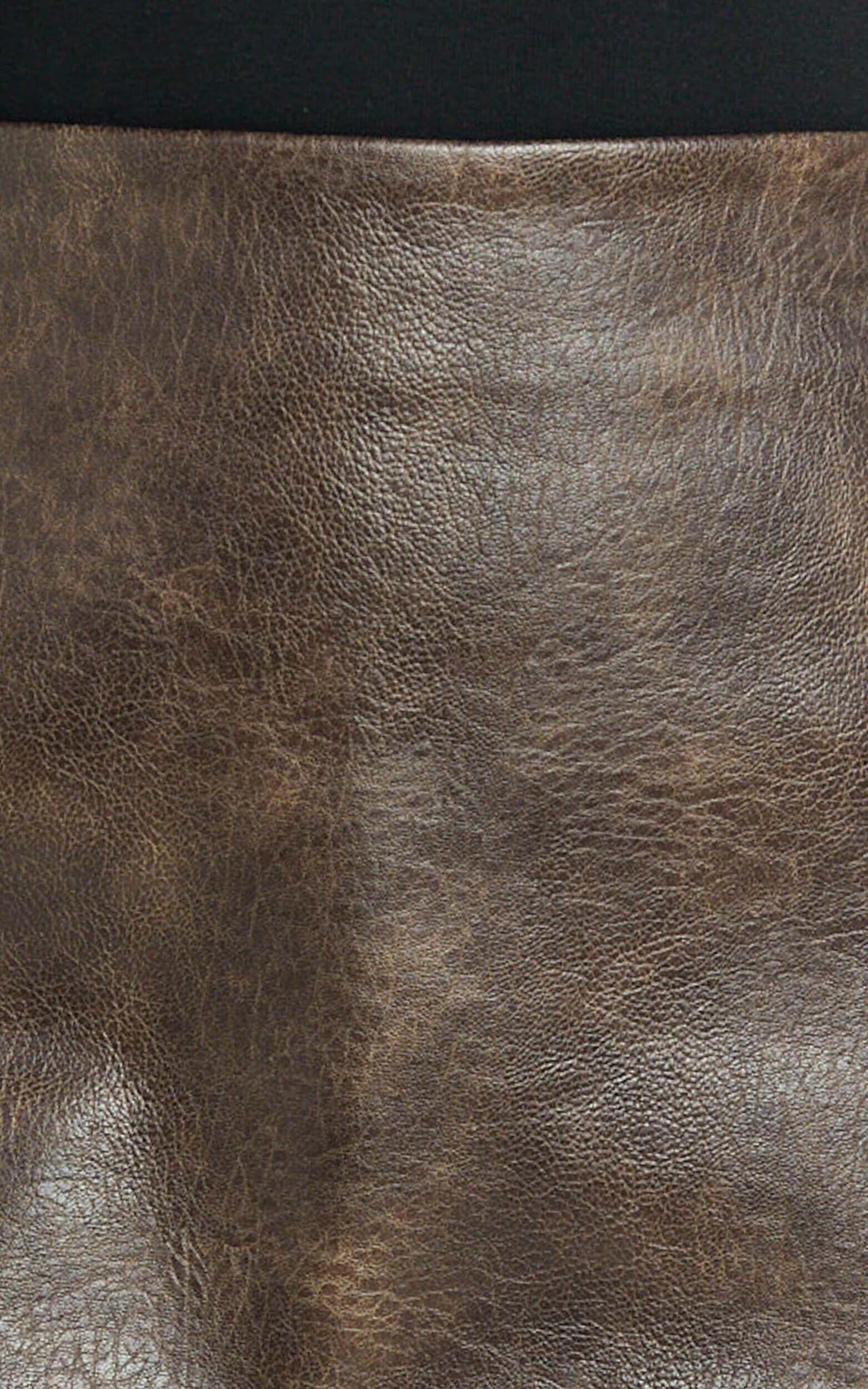 Lilibeth Mini Skirt - High Waisted Faux Leather Skirt in Brown Product Image