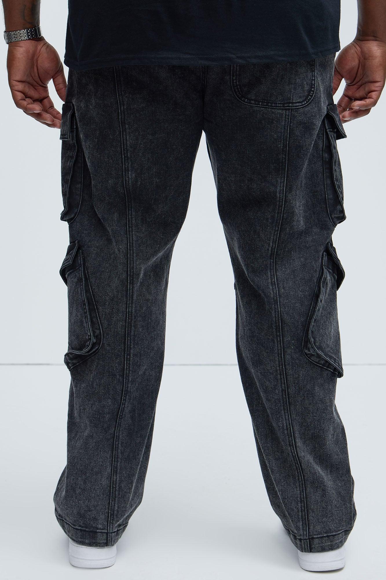 Black Jack Mike Straight Cargo Jeans - Black Wash Product Image