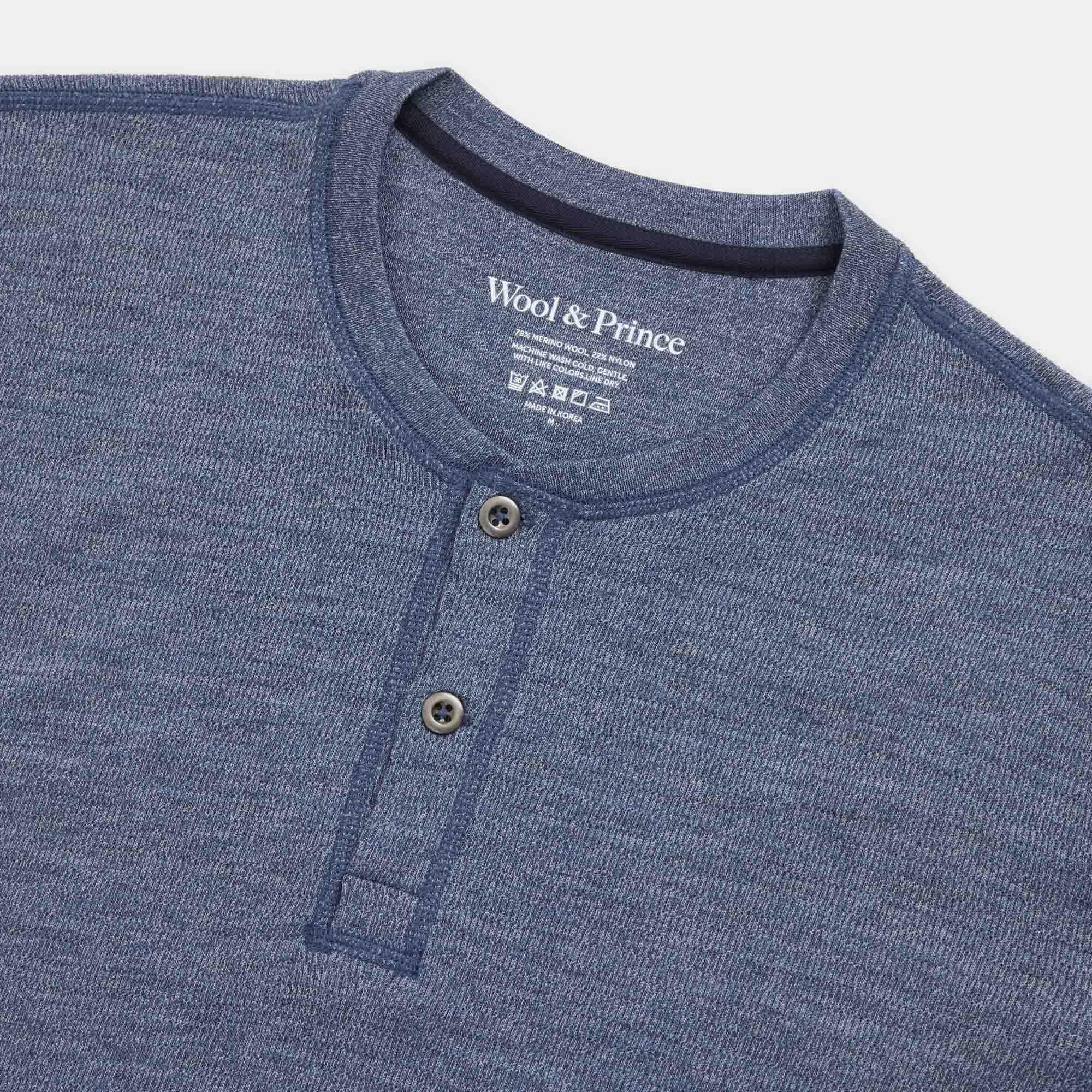 Merino Wool Waffle Henley | Aurora Blue Heather Product Image