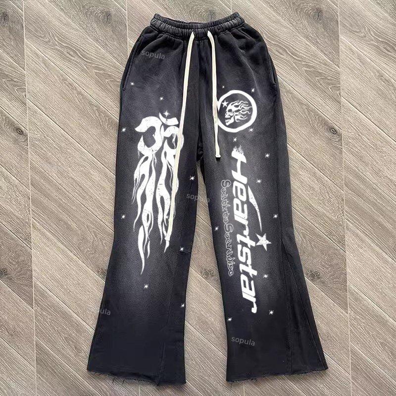 Vintage Stylish Washed Loose Flared Trousers Product Image