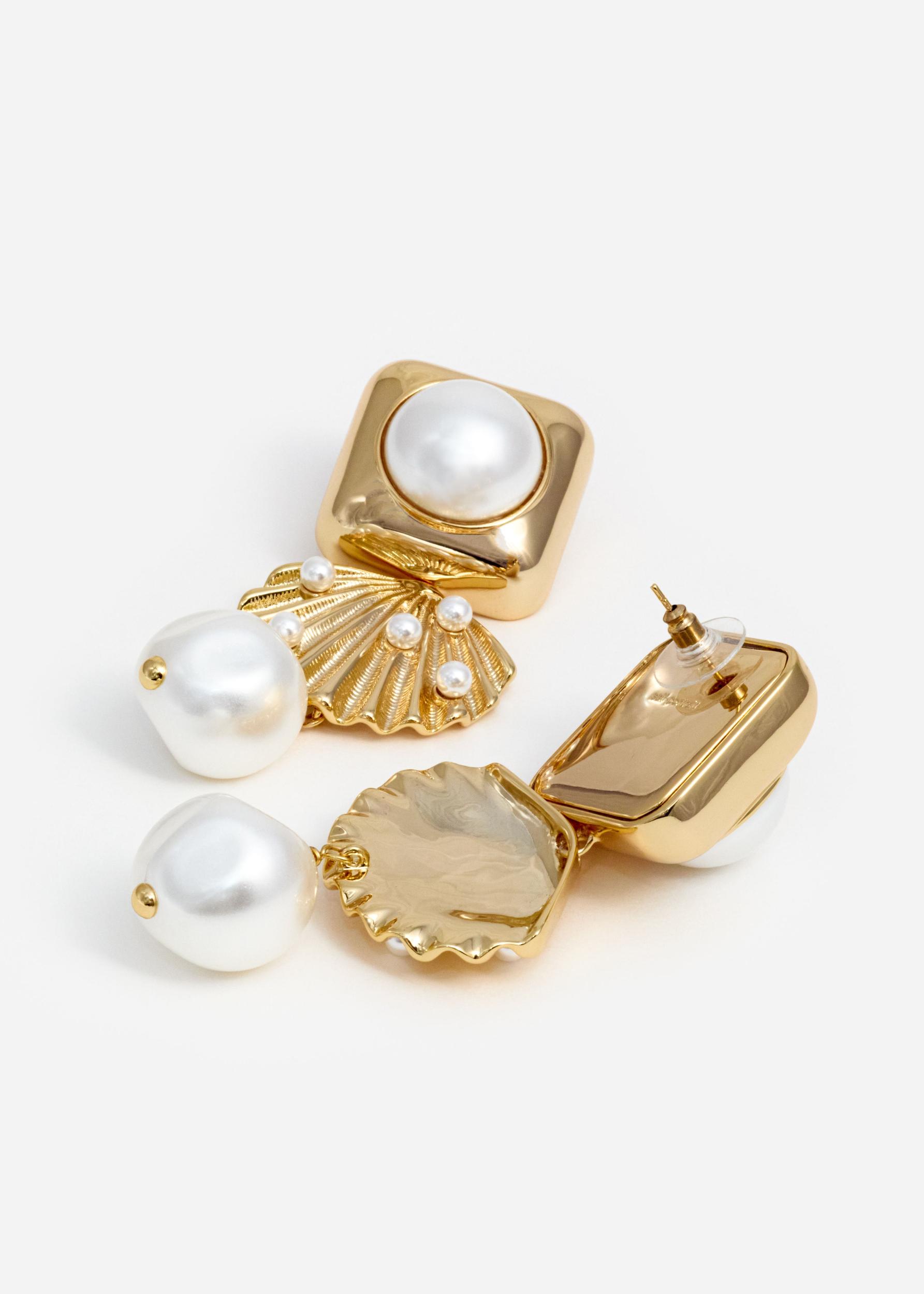 Gold Pearl Shell Earrings Product Image