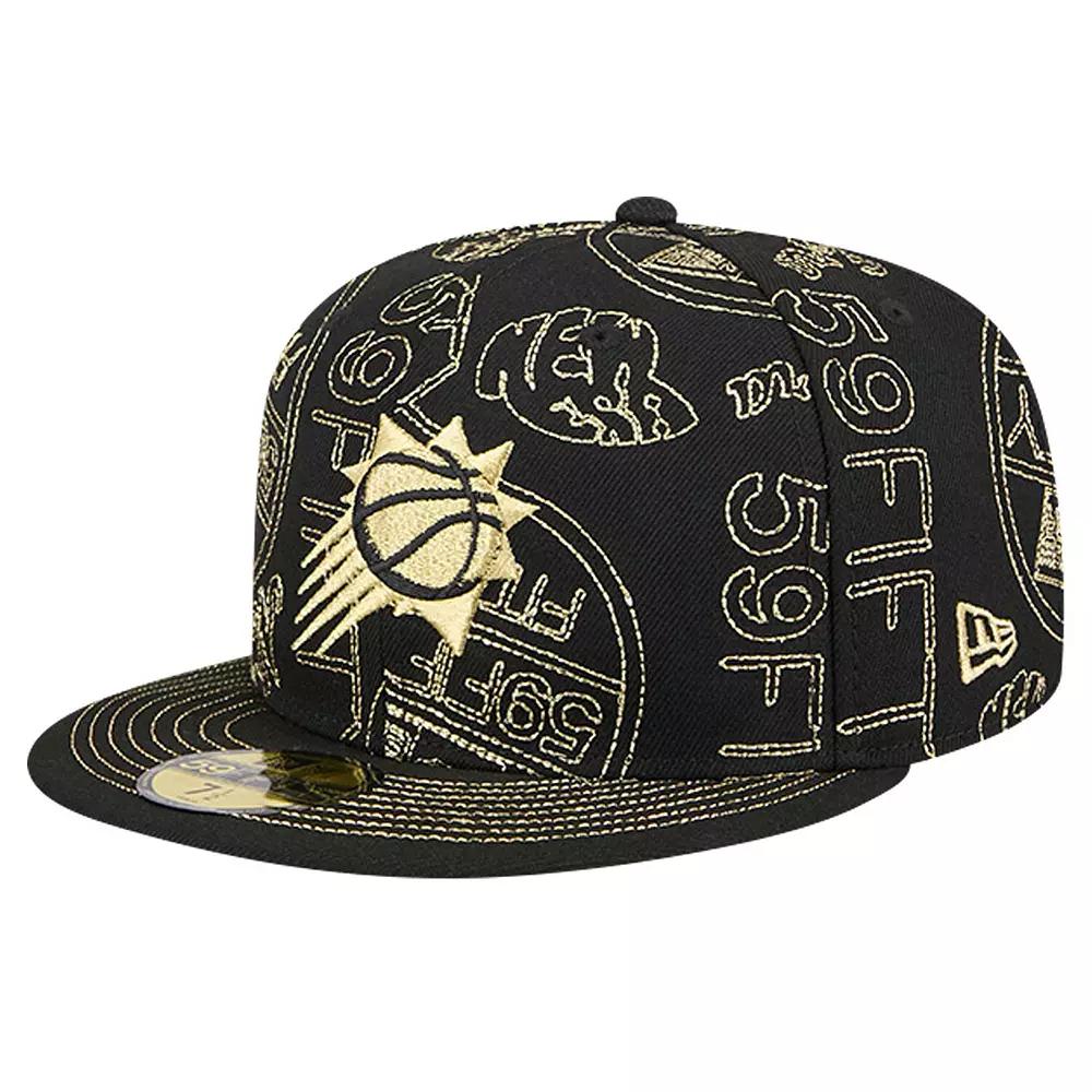 Men's New Era Black Phoenix Suns 59FIFTY Day Allover Print Stencil Fitted Hat, Size: 7 7/8, Phx Black Product Image