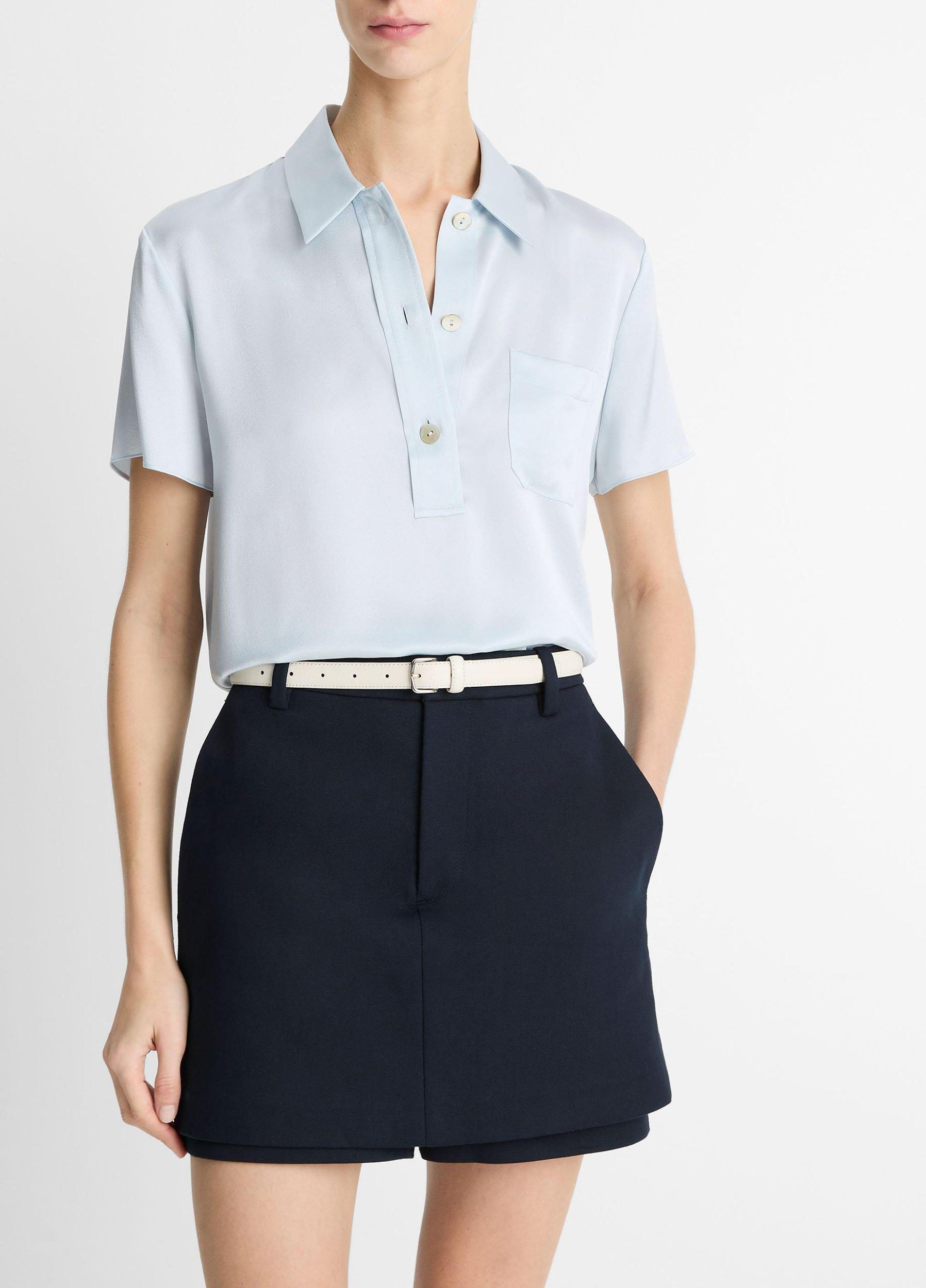 Silk Short-Sleeve Polo Shirt Product Image