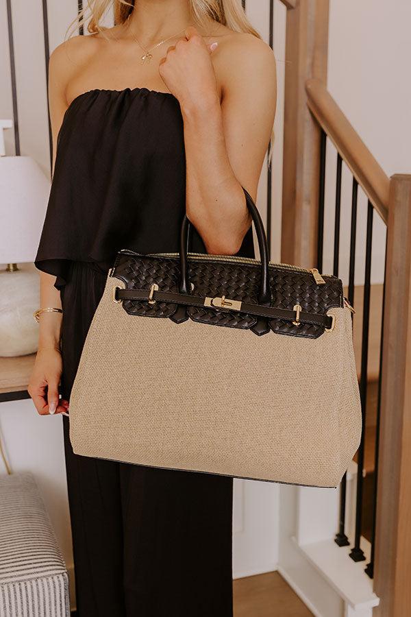 Coastal Travels Woven Tote in Black Product Image