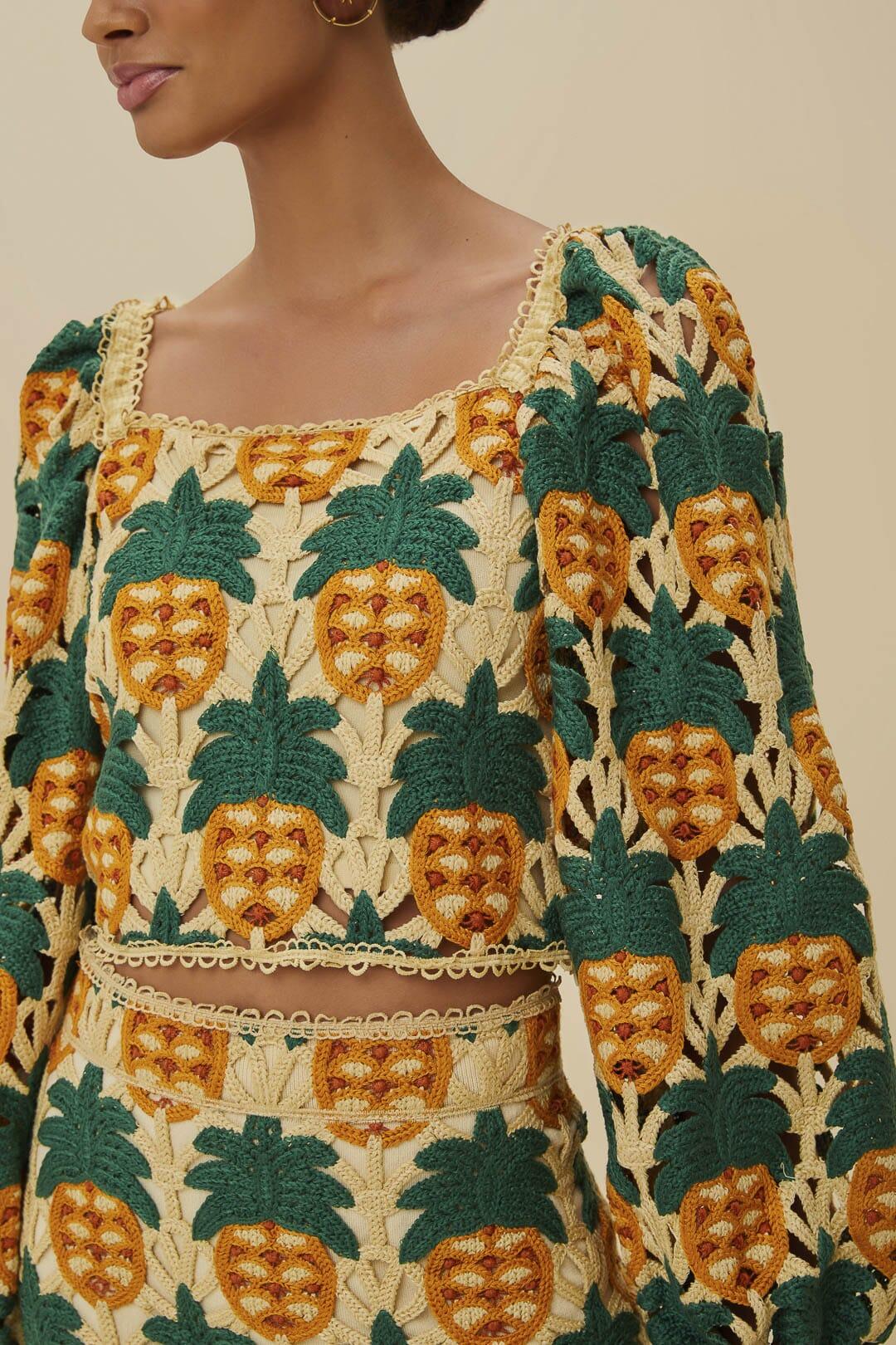 Sand Pineapple Crochet Top Product Image