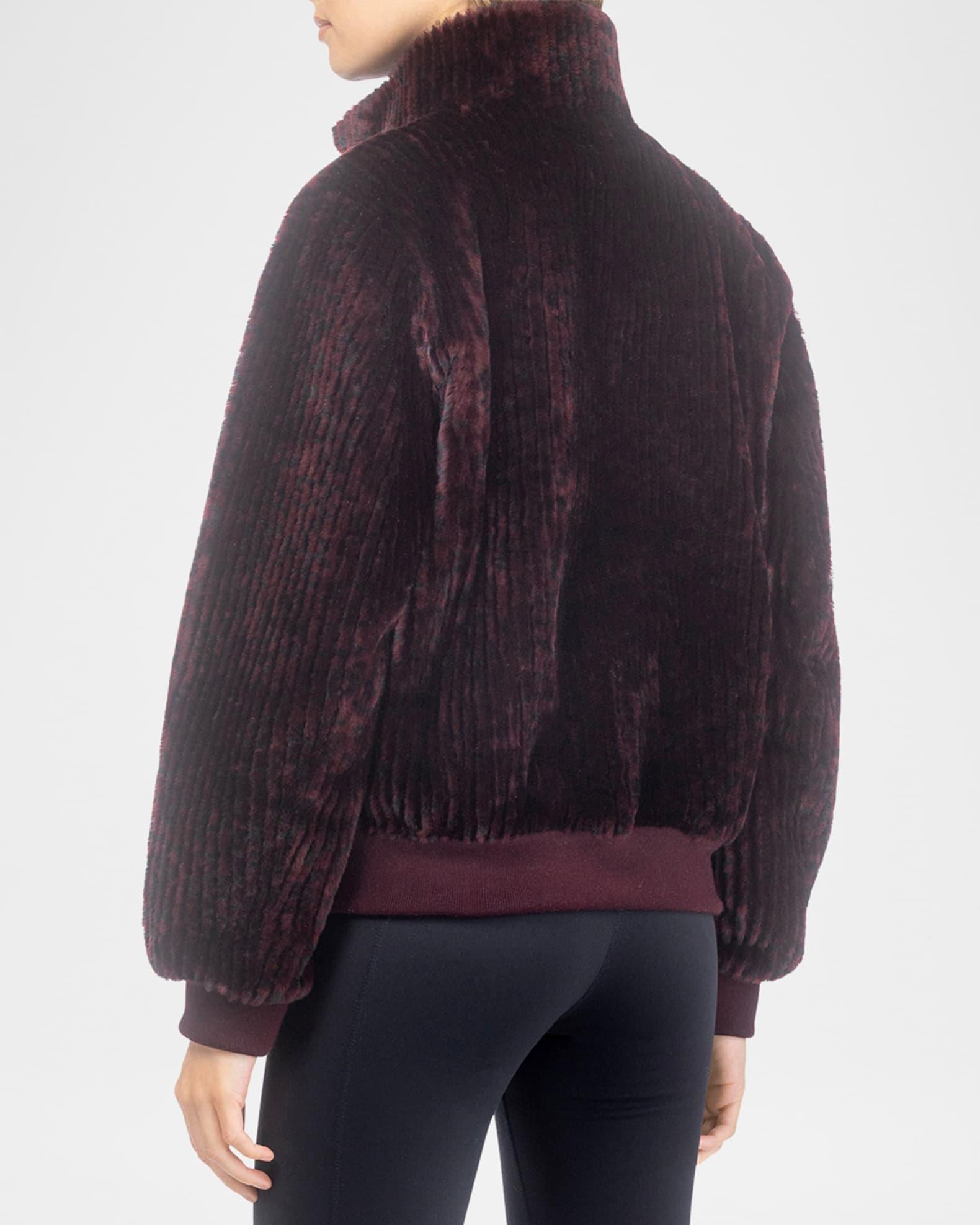 Reversible Select Grooved Shearling Lamb Insignia Bomber Jacket Product Image