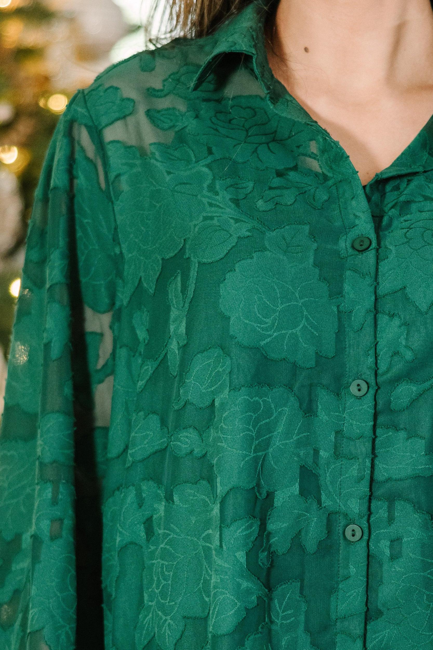 All In The Details Emerald Green Textured Dress Female Product Image