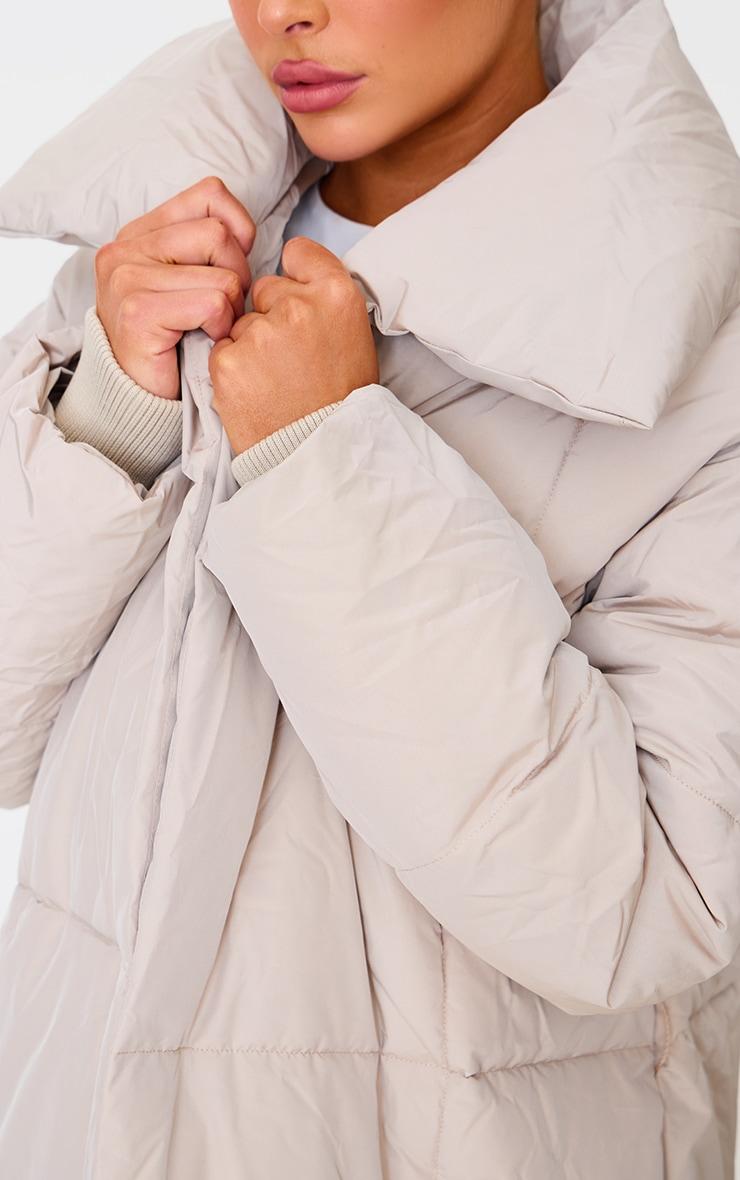 Stone Oversized Square Quilted Maxi Puffer Coat Product Image