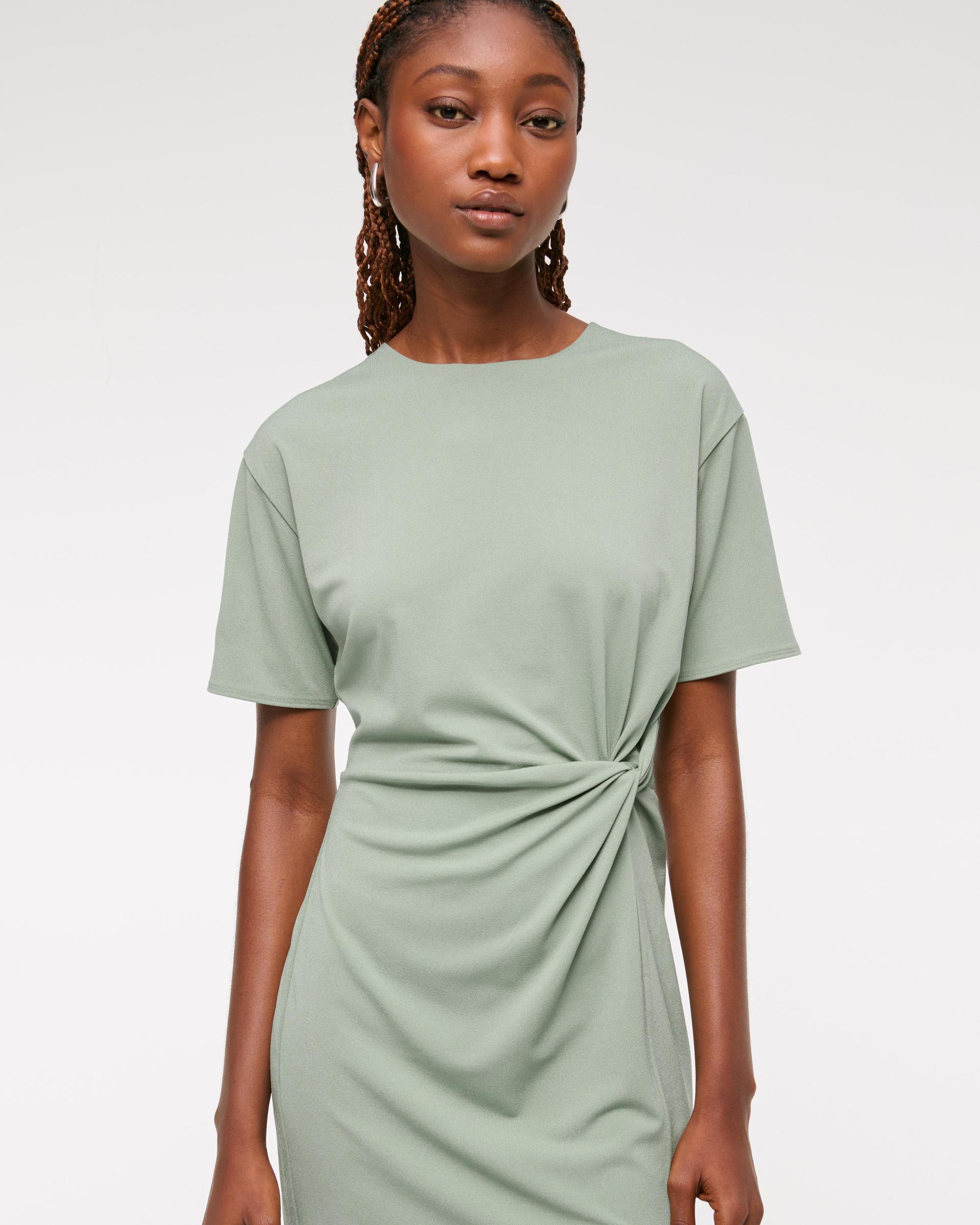 Side-Knot Knit Mini Dress Product Image