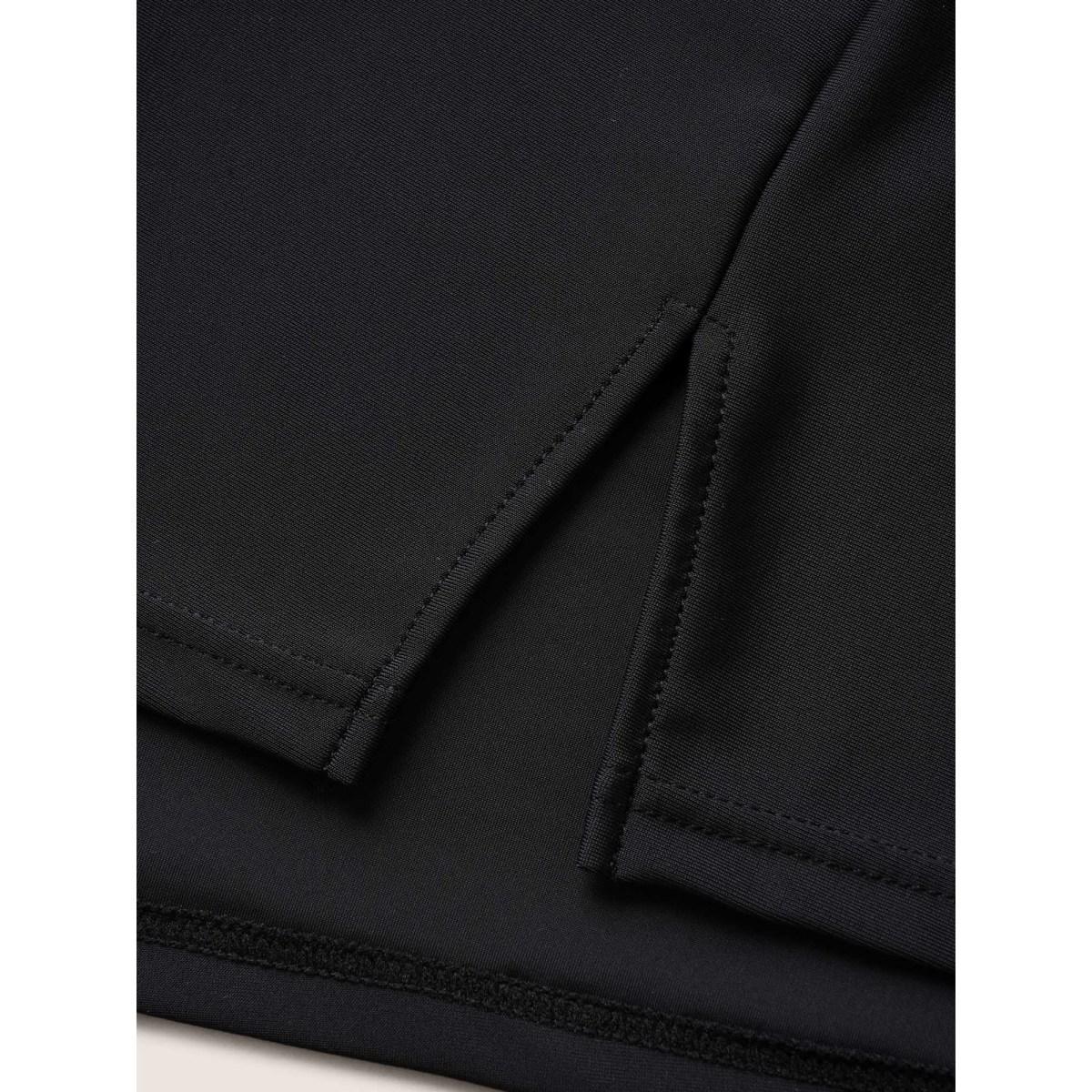 Plus Size Solid Slit Front Pocket Gathered Swim Bottom Women's Swimwear Black Beach Gathered High stretch Bodycon High Rise Side seam pocket Curve Swim Bottoms BloomChic 12/L Product Image