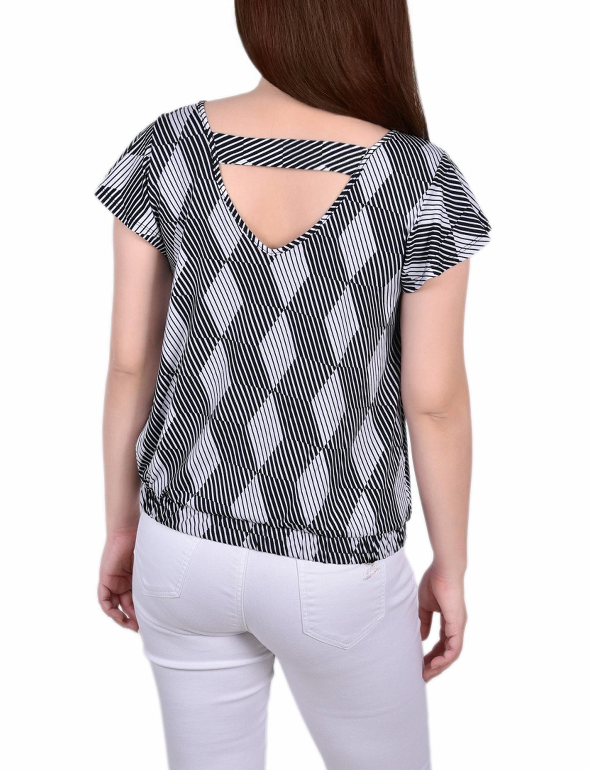 Black White Abstract Flutter Sleeve Top Product Image
