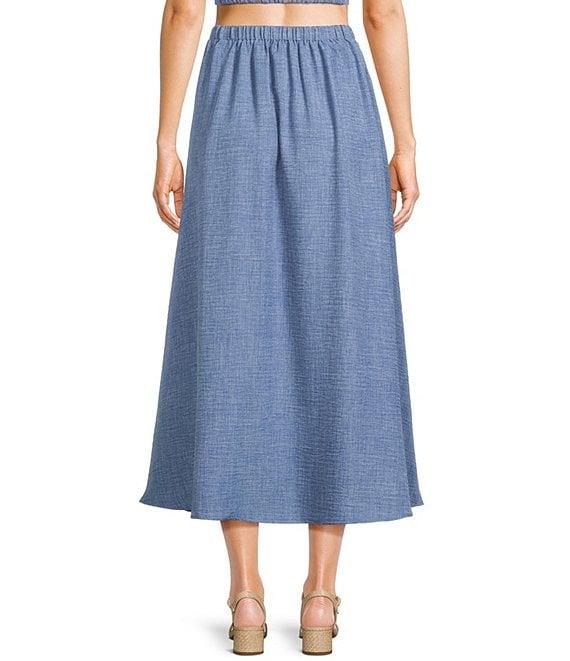 Blu Pepper Elastic Waist Pocketed Coordinating Midi Skirt Product Image