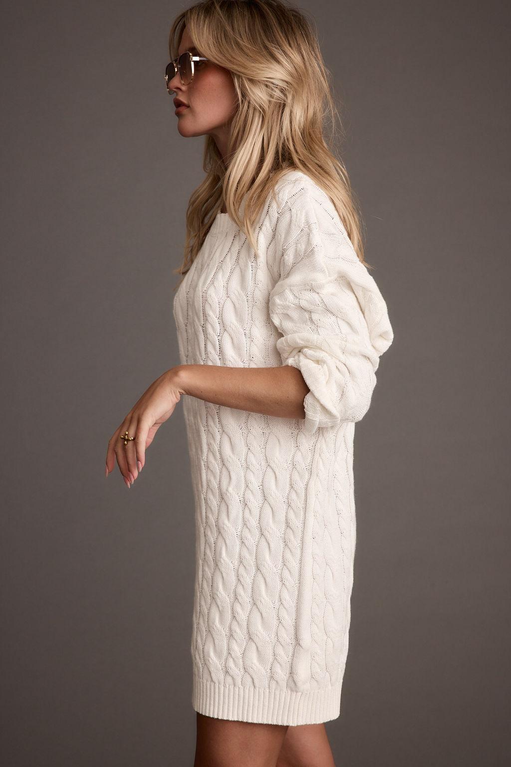 Beck Cable Knit Mini Sweater Dress Product Image