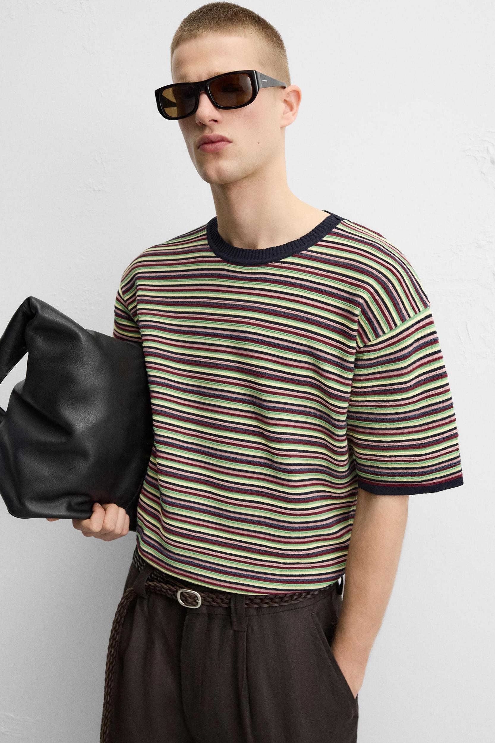 STRIPED KNIT T-SHIRT Product Image