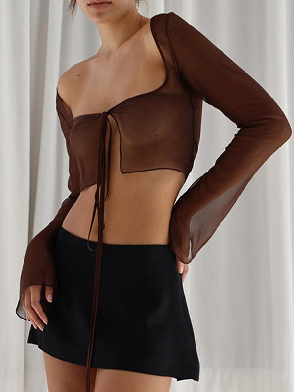 Plain Mesh Short Long Sleeves Shirts Product Image