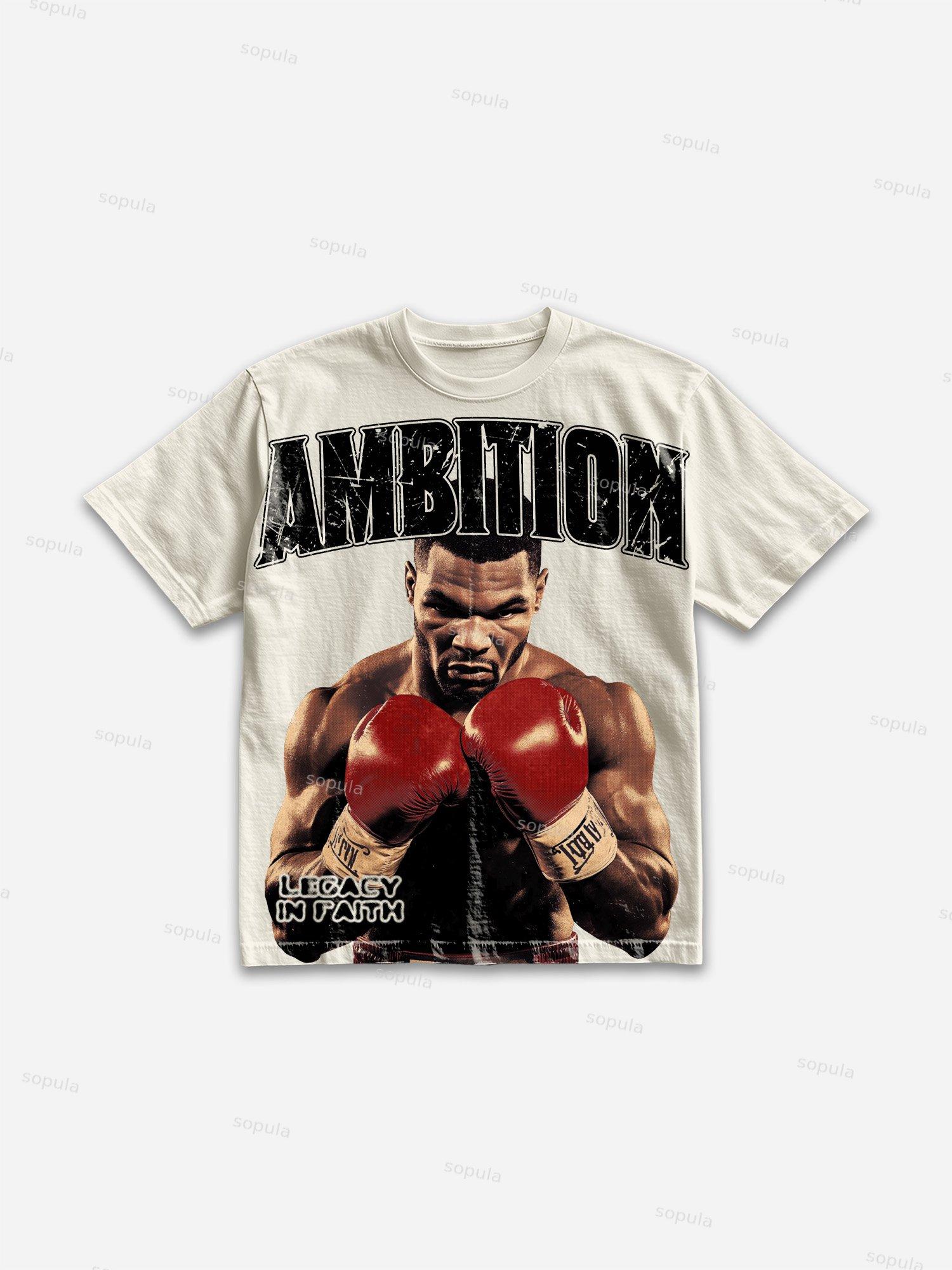Ambition Legendary Boxer Portrait Dot Graphic Cotton T-shirt Product Image